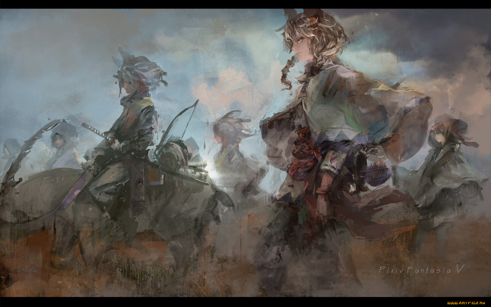 аниме, pixiv, fantasia, оружие, люди, фантазия