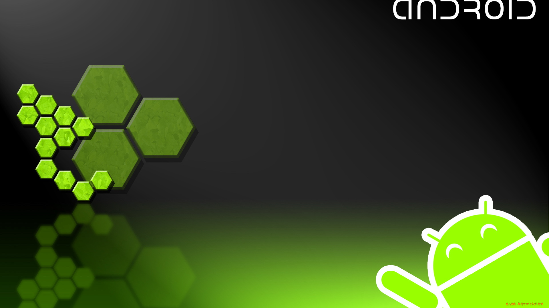 компьютеры, android, тёмный, зелёный, шестиграники, логотип