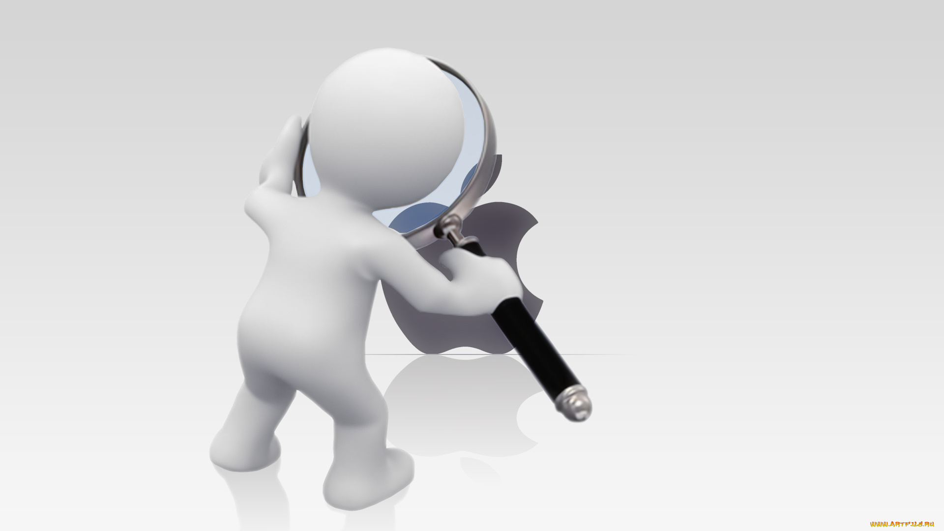 компьютеры, apple, logo, фон, яблоко, логотип, лупа