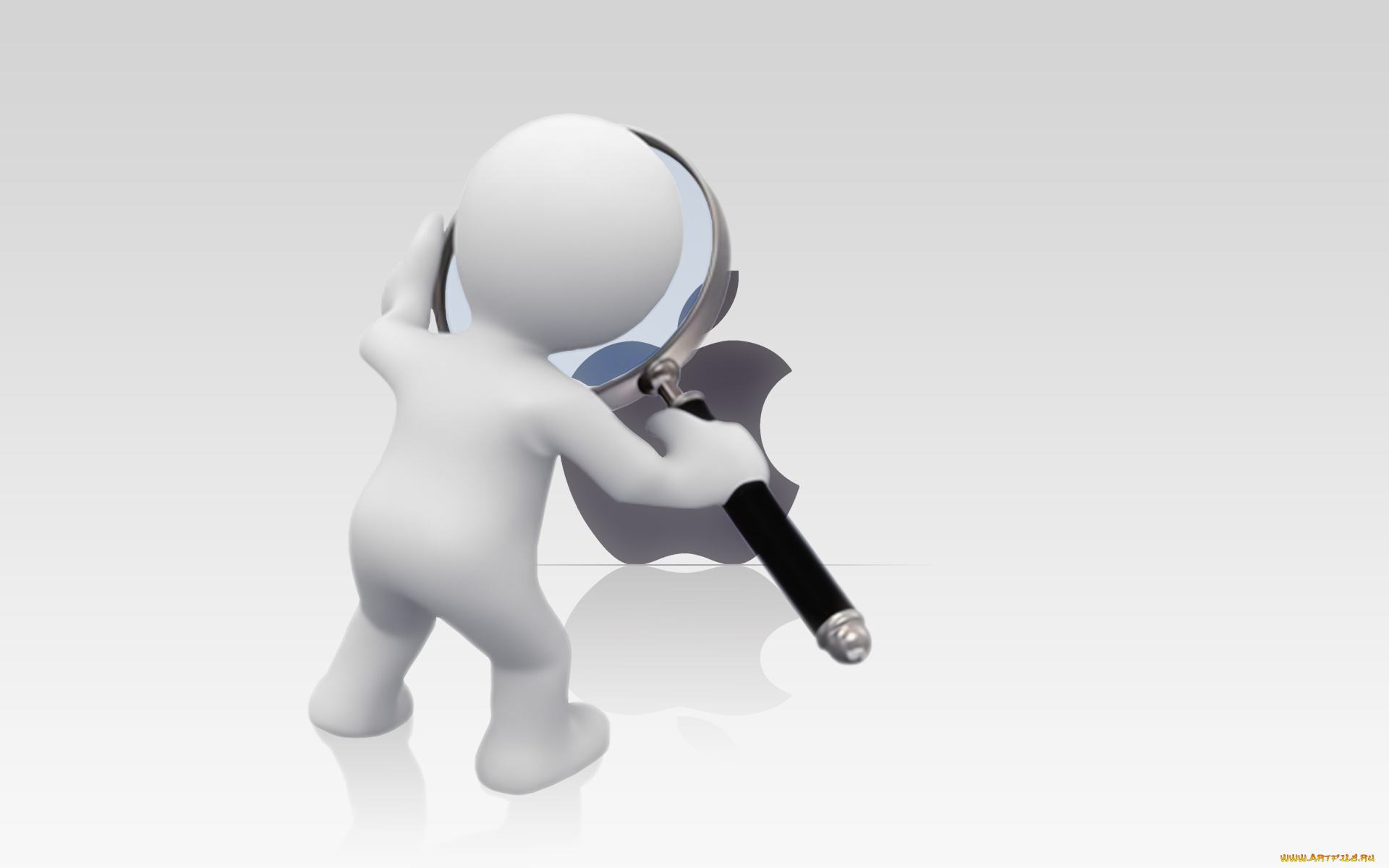 компьютеры, apple, logo, фон, яблоко, логотип, лупа