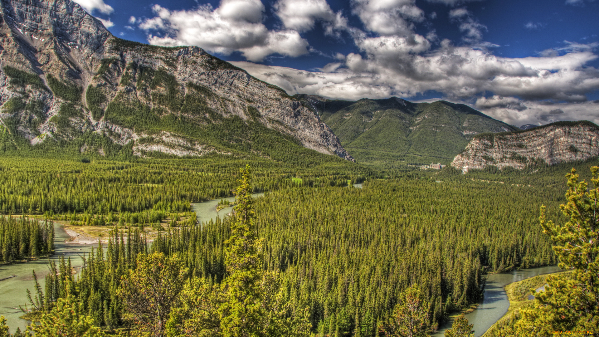 banff, national, park, alberta, canada, природа, горы, лес, ручьи