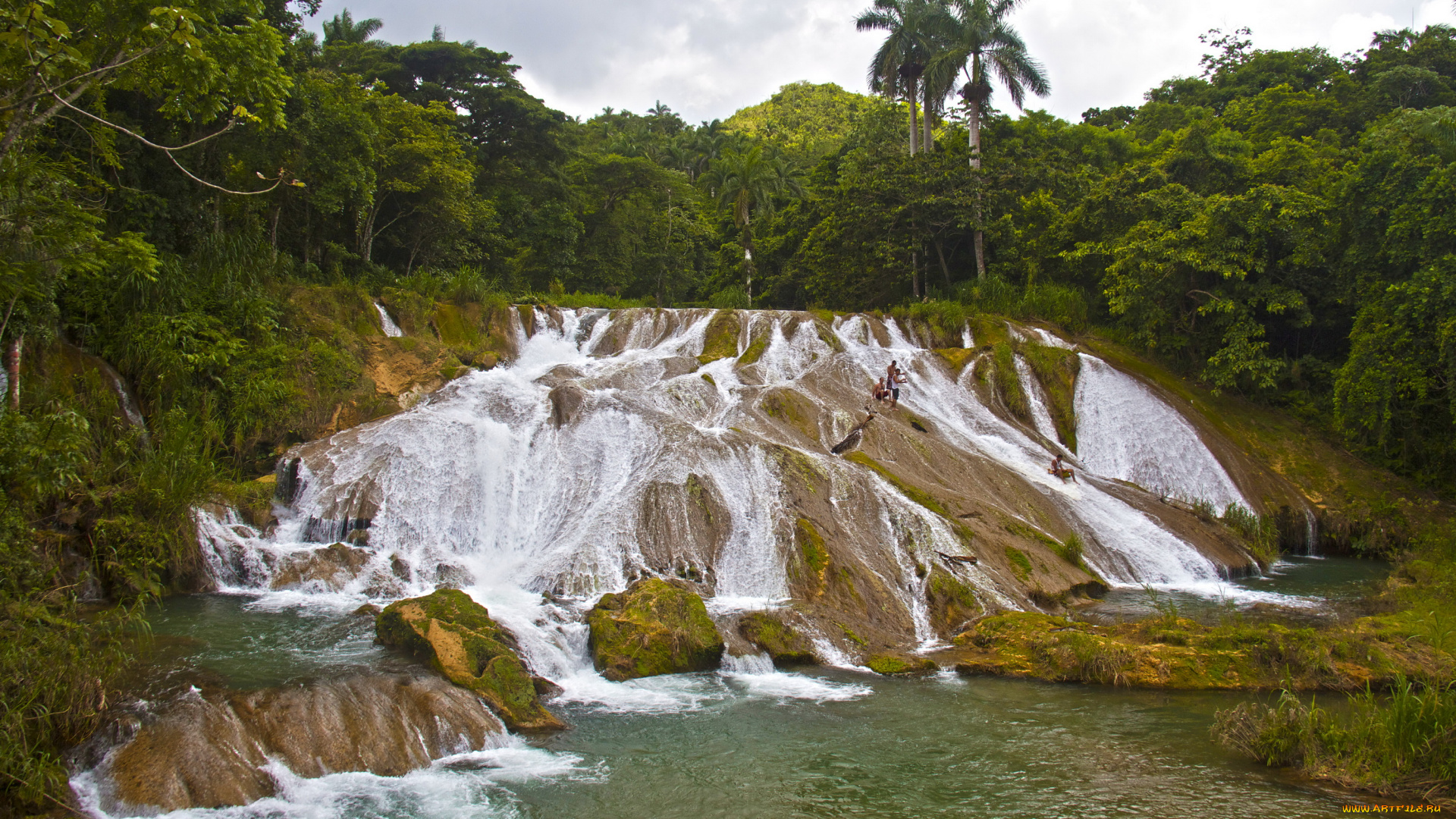 cascadas, de, el, nicho, куба, природа, водопады, обрыв, лес, водопад
