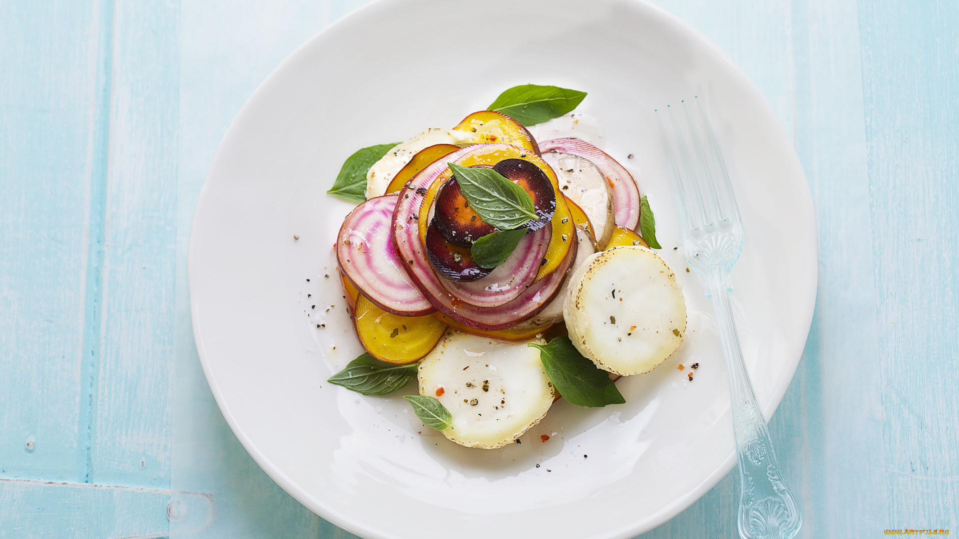 еда, салаты, закуски, салат, тарелка, вилка