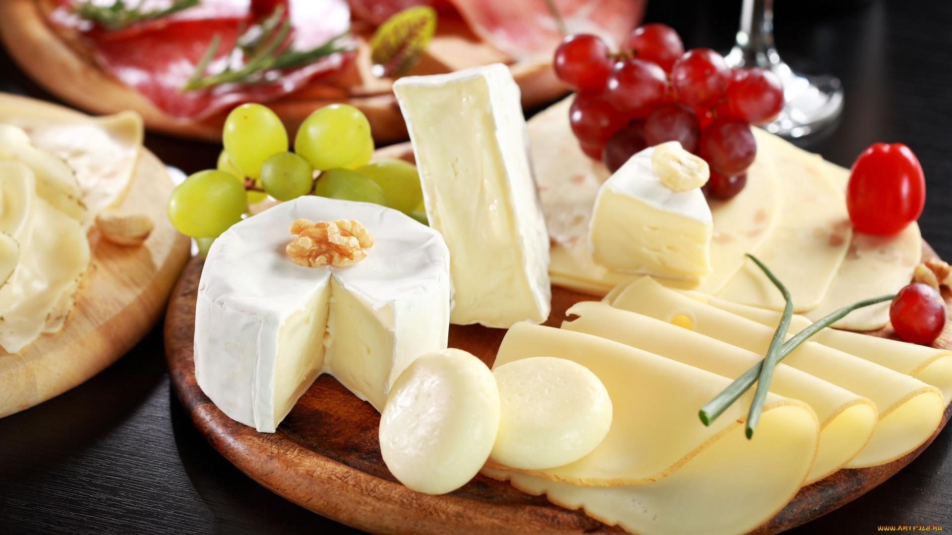 еда, сырные, изделия, виноград