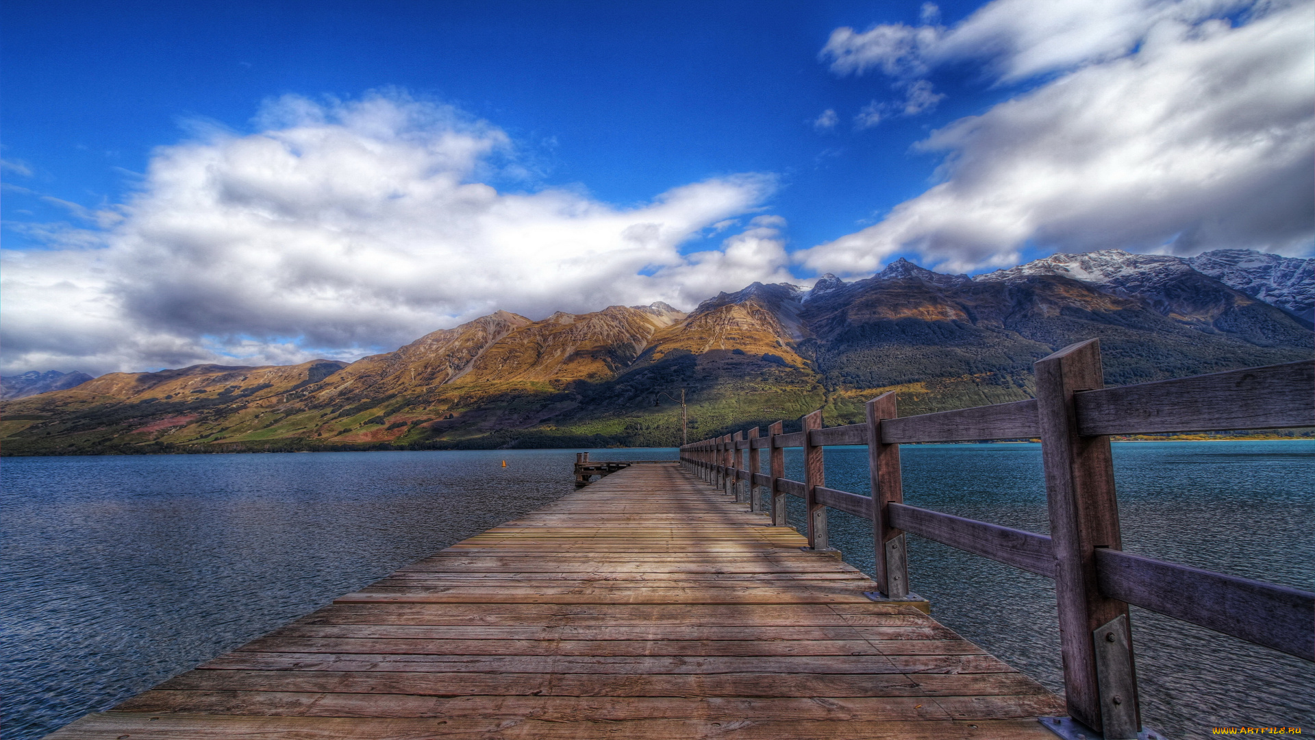glenorchy, new, zealand, природа, реки, озера, мостик, горы, река