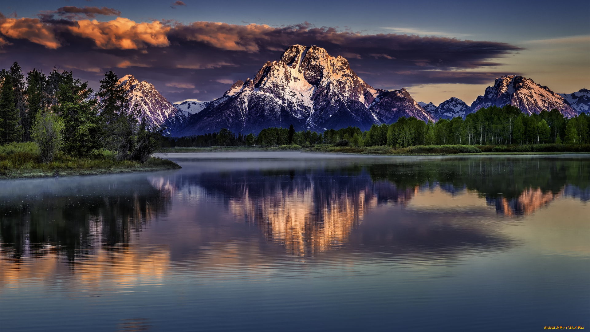 grand, teton, national, park, wyoming, природа, реки, озера, гранд-титон, гора, моран, отражение, река, снейк, mount, moran, snake, river, вайоминг