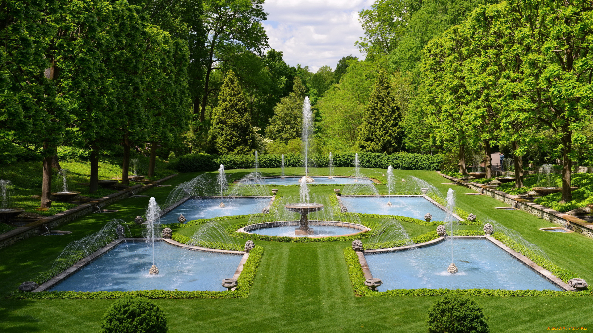 kennett, square, longwood, сша, природа, парк, фонтаны, цветы, деревья