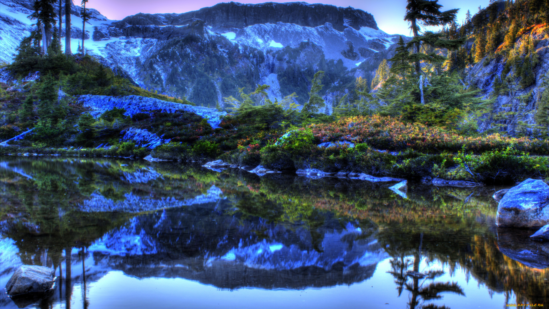 вашингтон, сша, природа, реки, озера, дымка, деревья, лес, озеро, горы