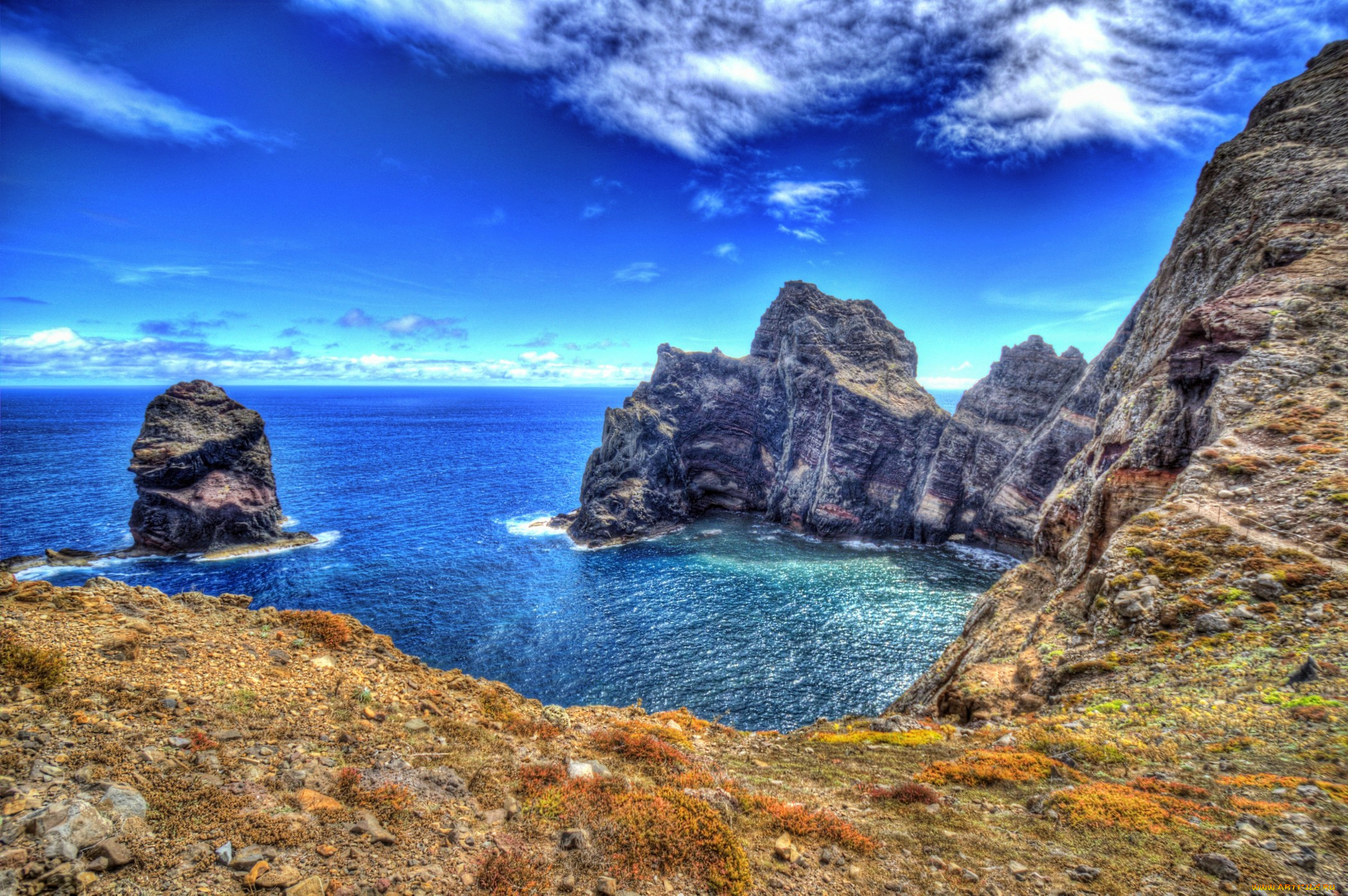 португалия, madeira, природа, побережье, облака, скалы, берег, море