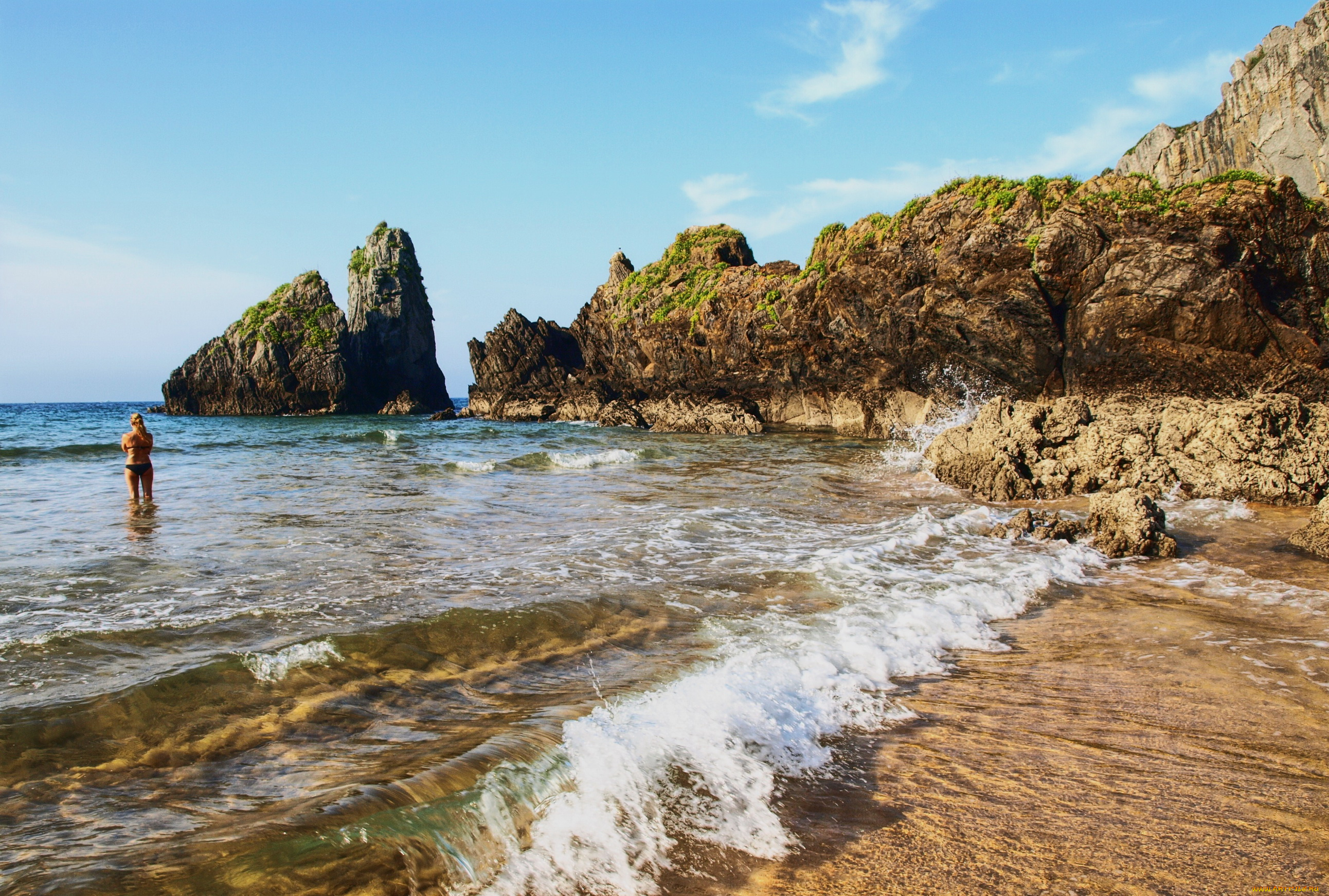 испания, бискайский, залив, природа, побережье, скалы, море