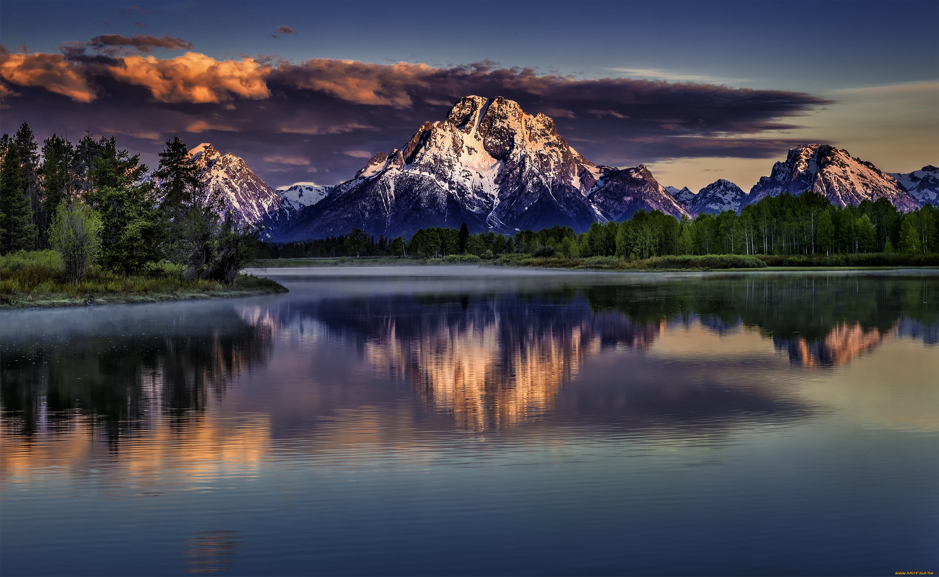 grand, teton, national, park, wyoming, природа, реки, озера, гранд-титон, гора, моран, отражение, река, снейк, mount, moran, snake, river, вайоминг