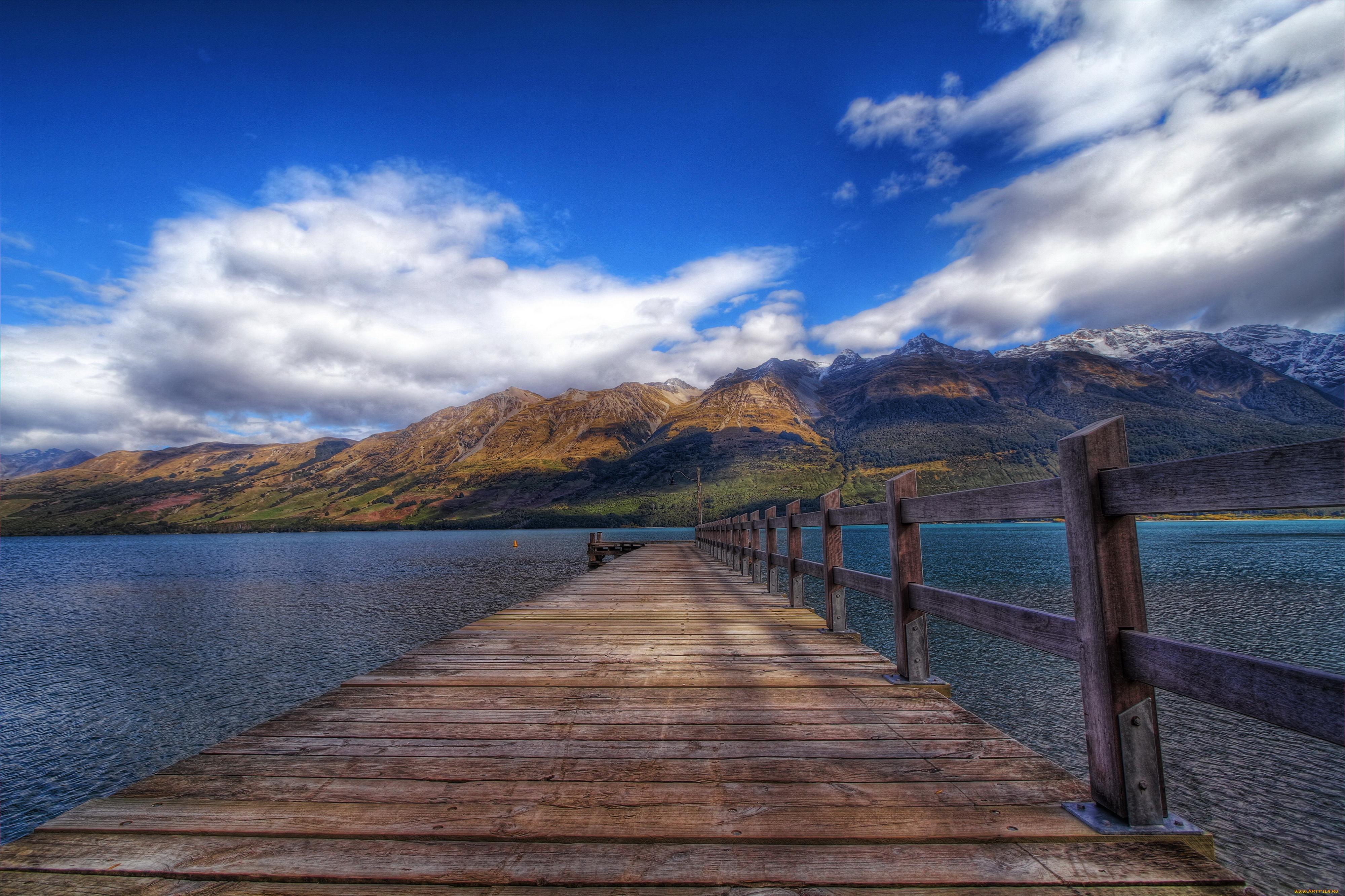glenorchy, new, zealand, природа, реки, озера, мостик, горы, река