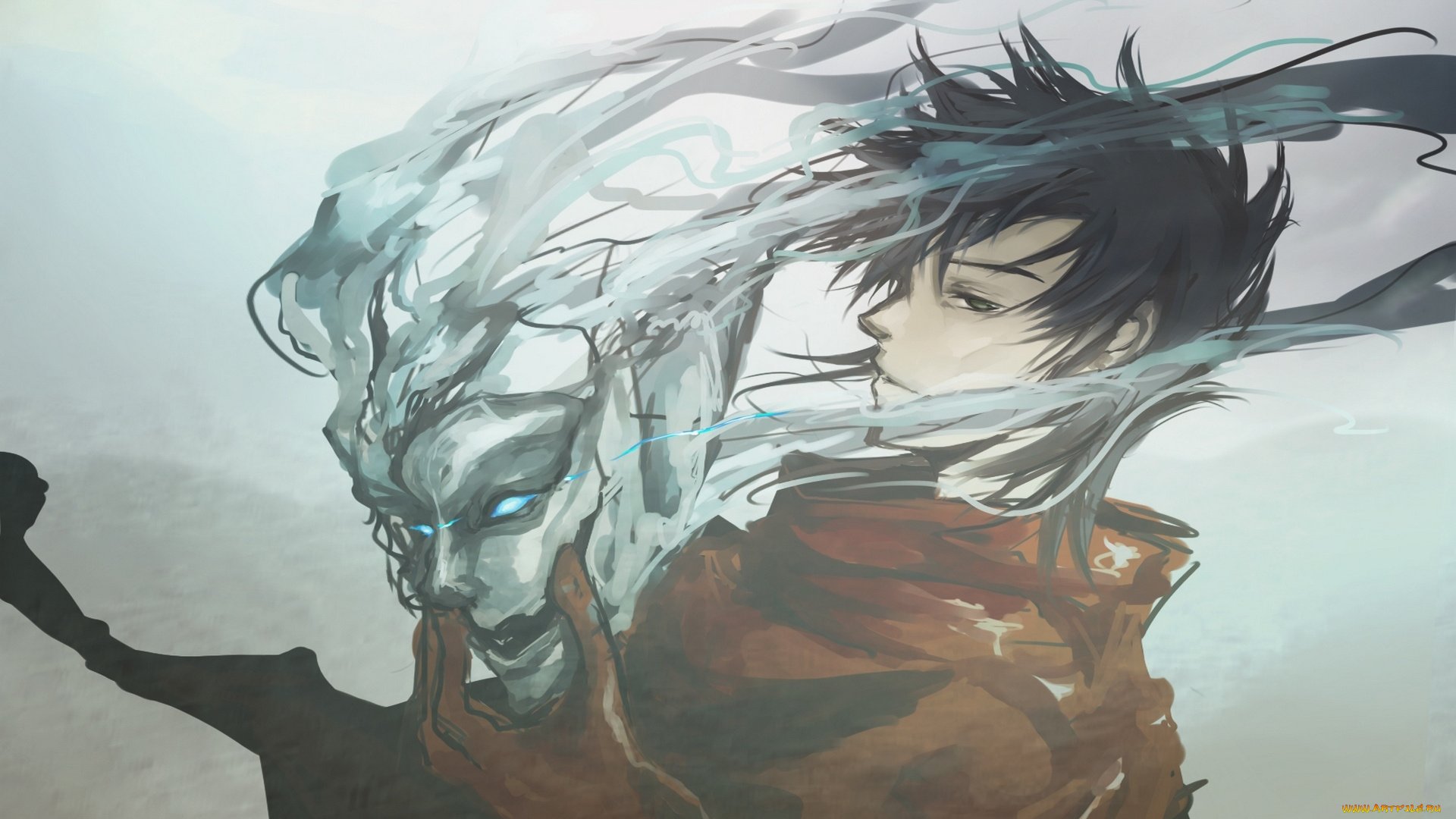 аниме, ergo, proxy, лицо, дым, парень, ergo, proxy, vincent, law, hisa, арт