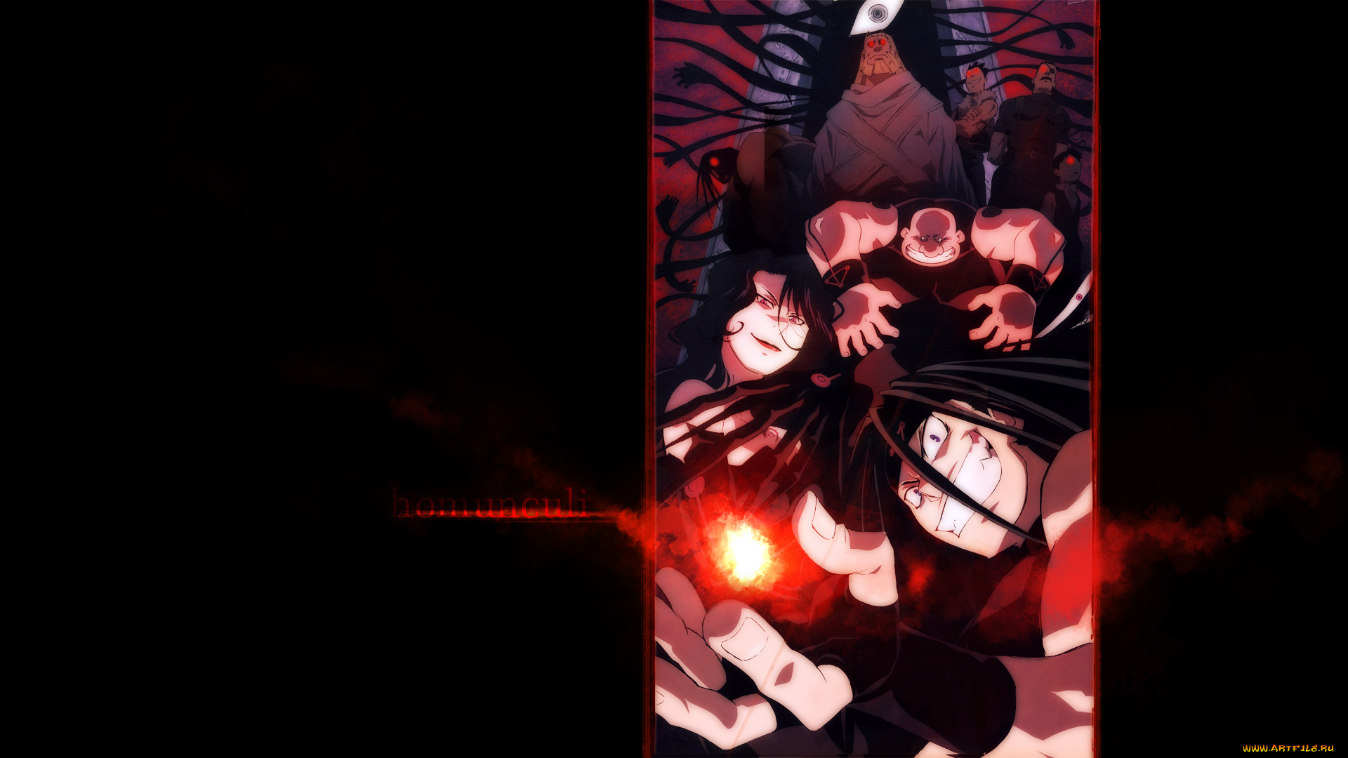 аниме, fullmetal, alchemist, pride, gluttony, and, wrath, sloth, envy, lust, greed, гомункулы, homunculi