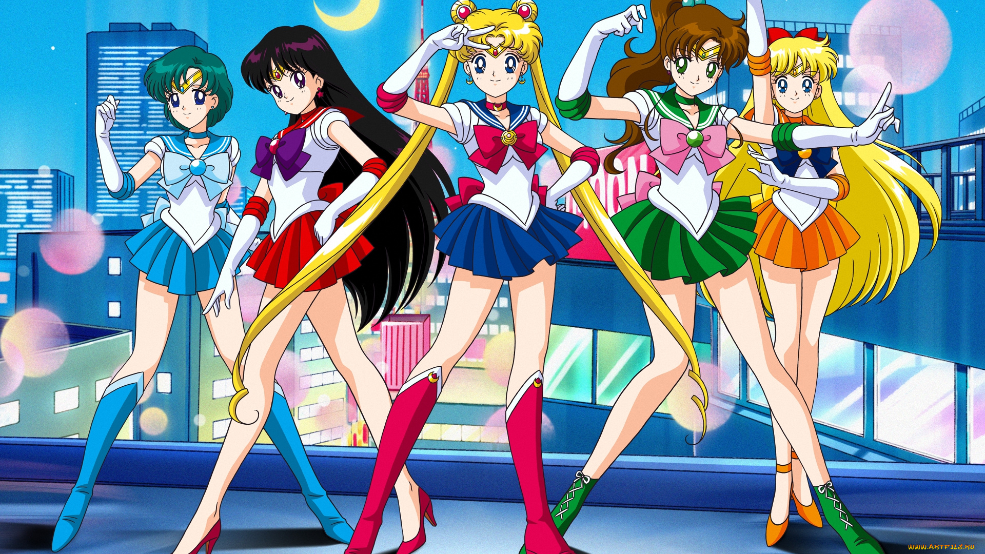 аниме, sailor, moon, jupiter, venus, mercury, sailor, mars