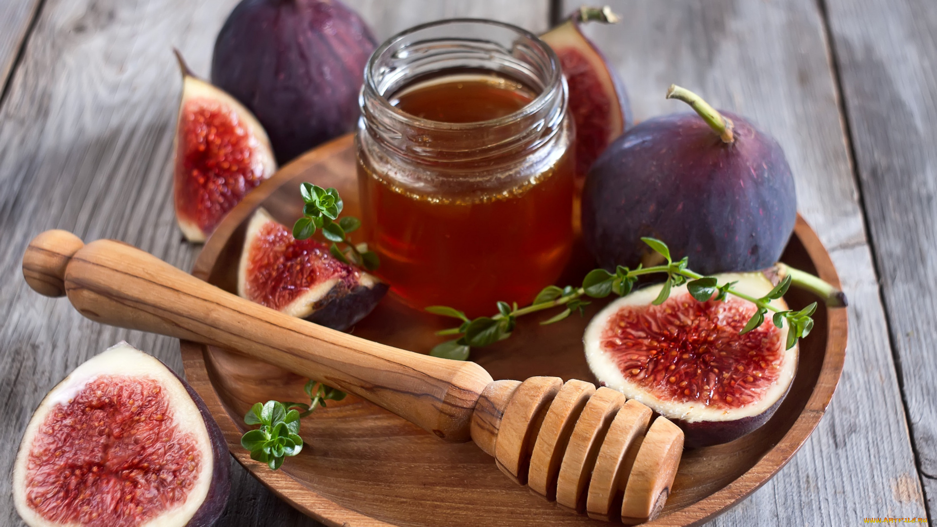 еда, инжир, веточка, зелень, мед