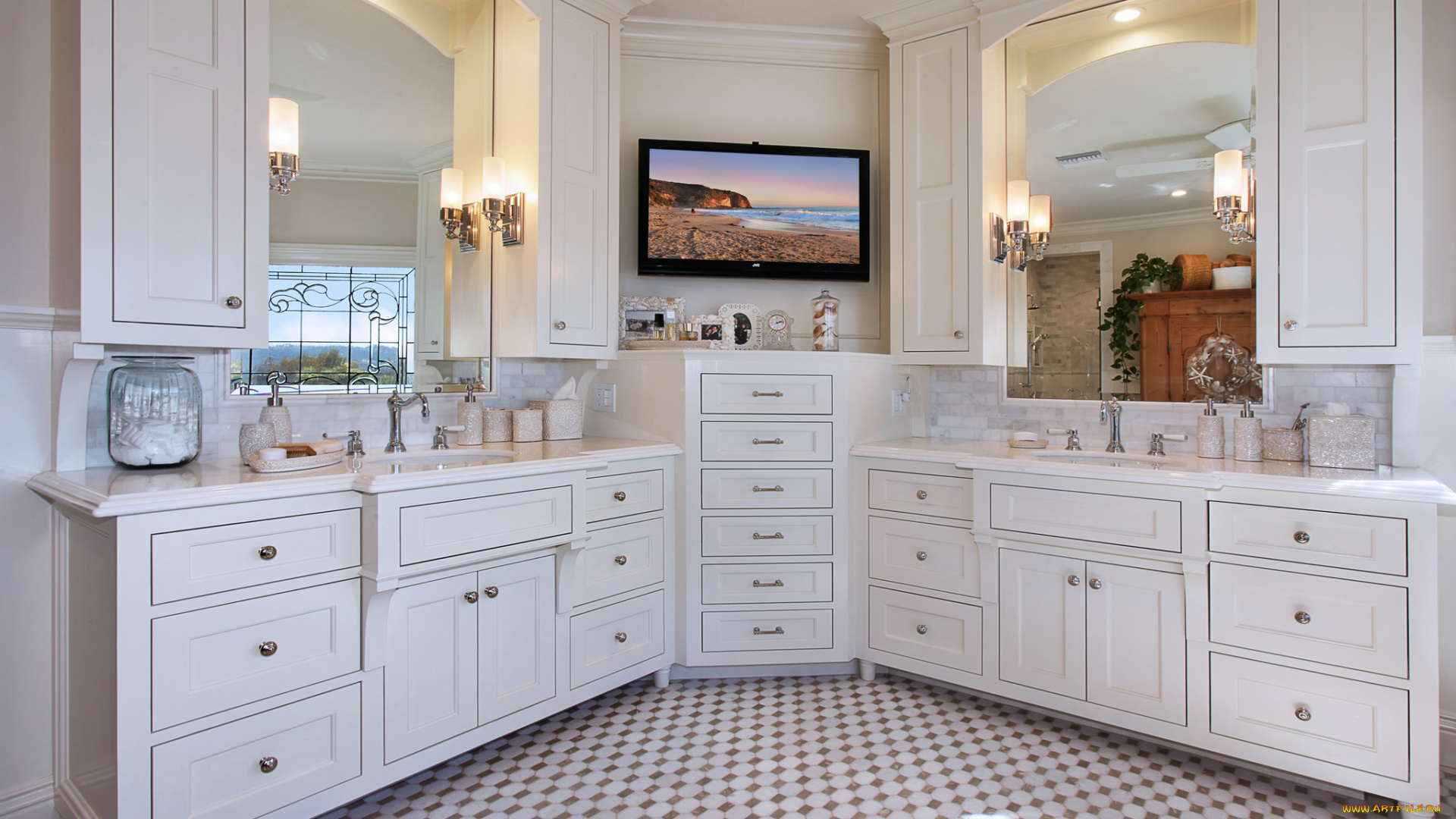 интерьер, ванная, и, туалетная, комнаты, цветы, дизайн, стиль, ванная