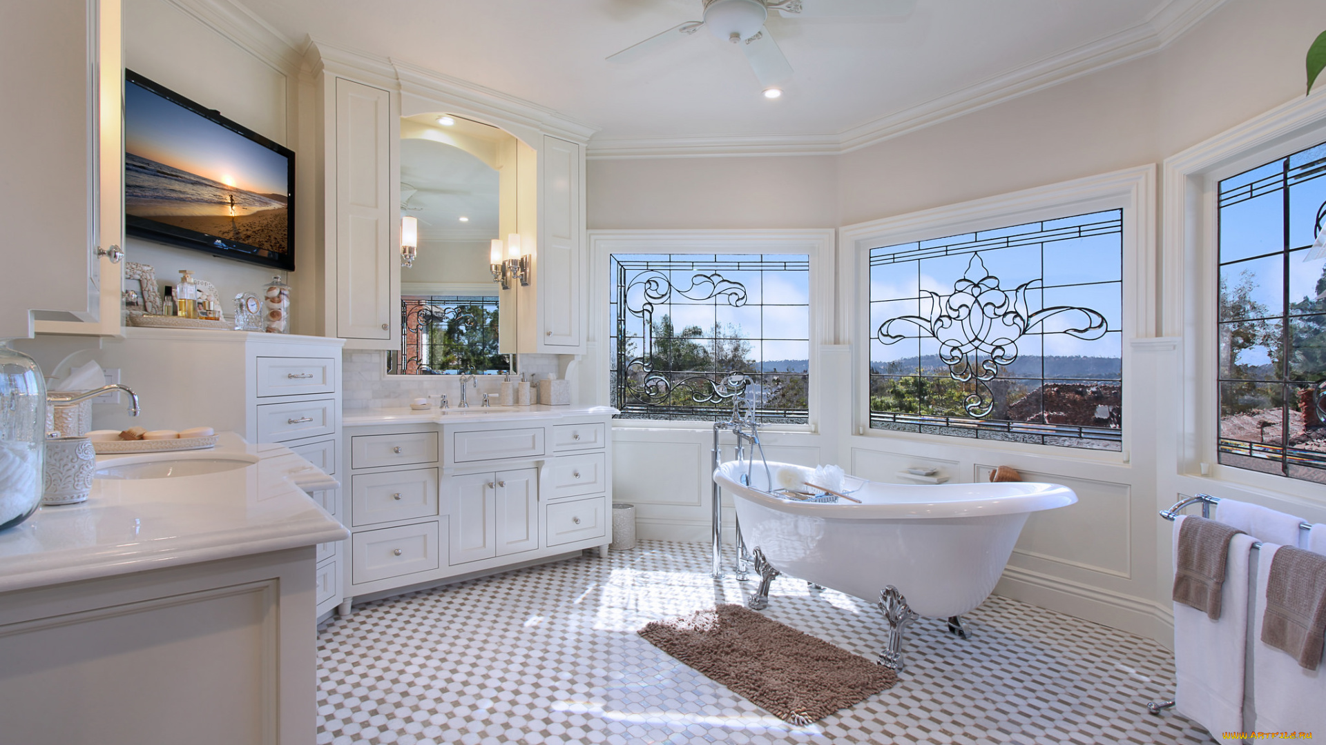 интерьер, ванная, и, туалетная, комнаты, дизайн, стиль, ванная