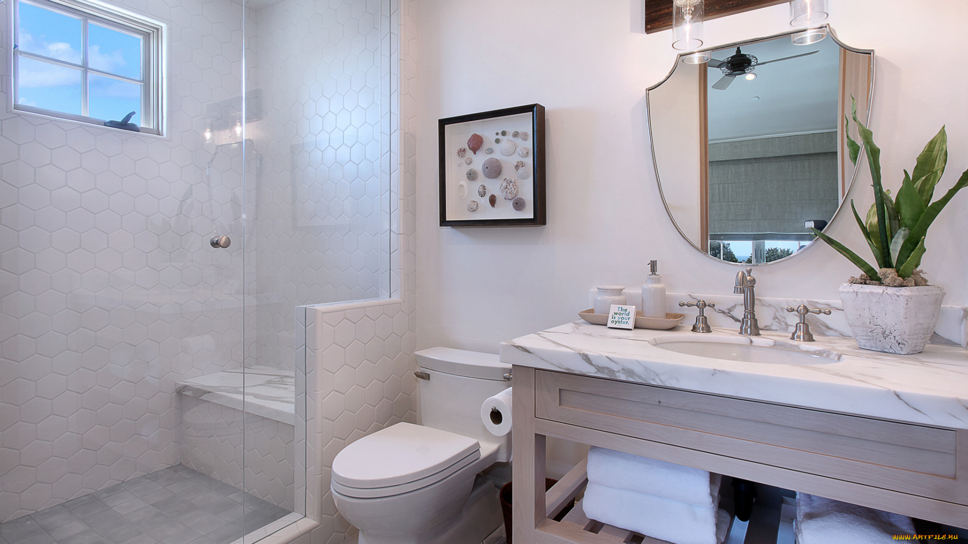 интерьер, ванная, и, туалетная, комнаты, стиль, дизайн, ванная