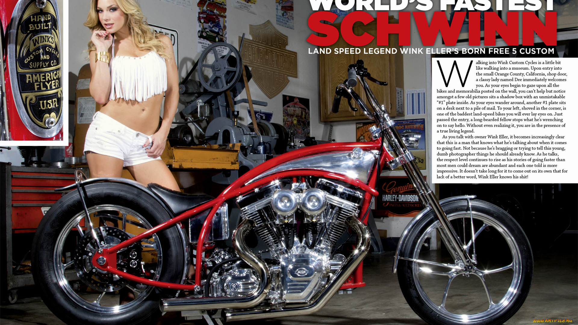 мотоциклы, мото, с, девушкой, custom