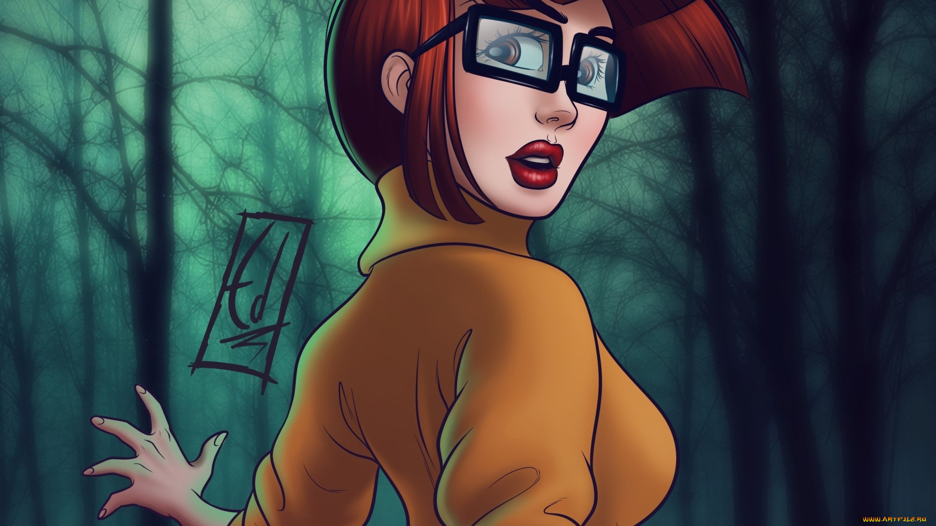 рисованные, люди, фон, взгляд, девушка