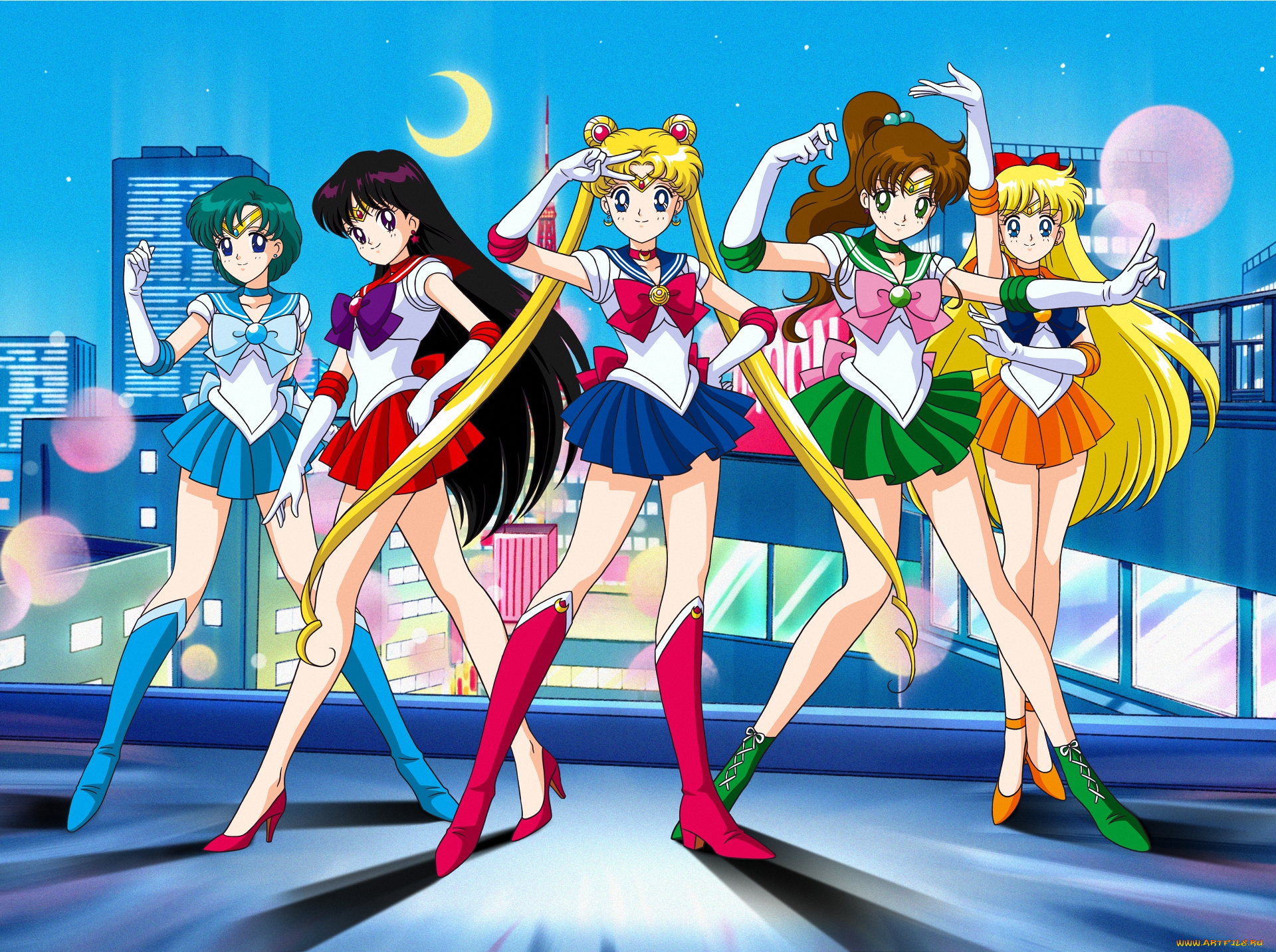 аниме, sailor, moon, jupiter, venus, mercury, sailor, mars
