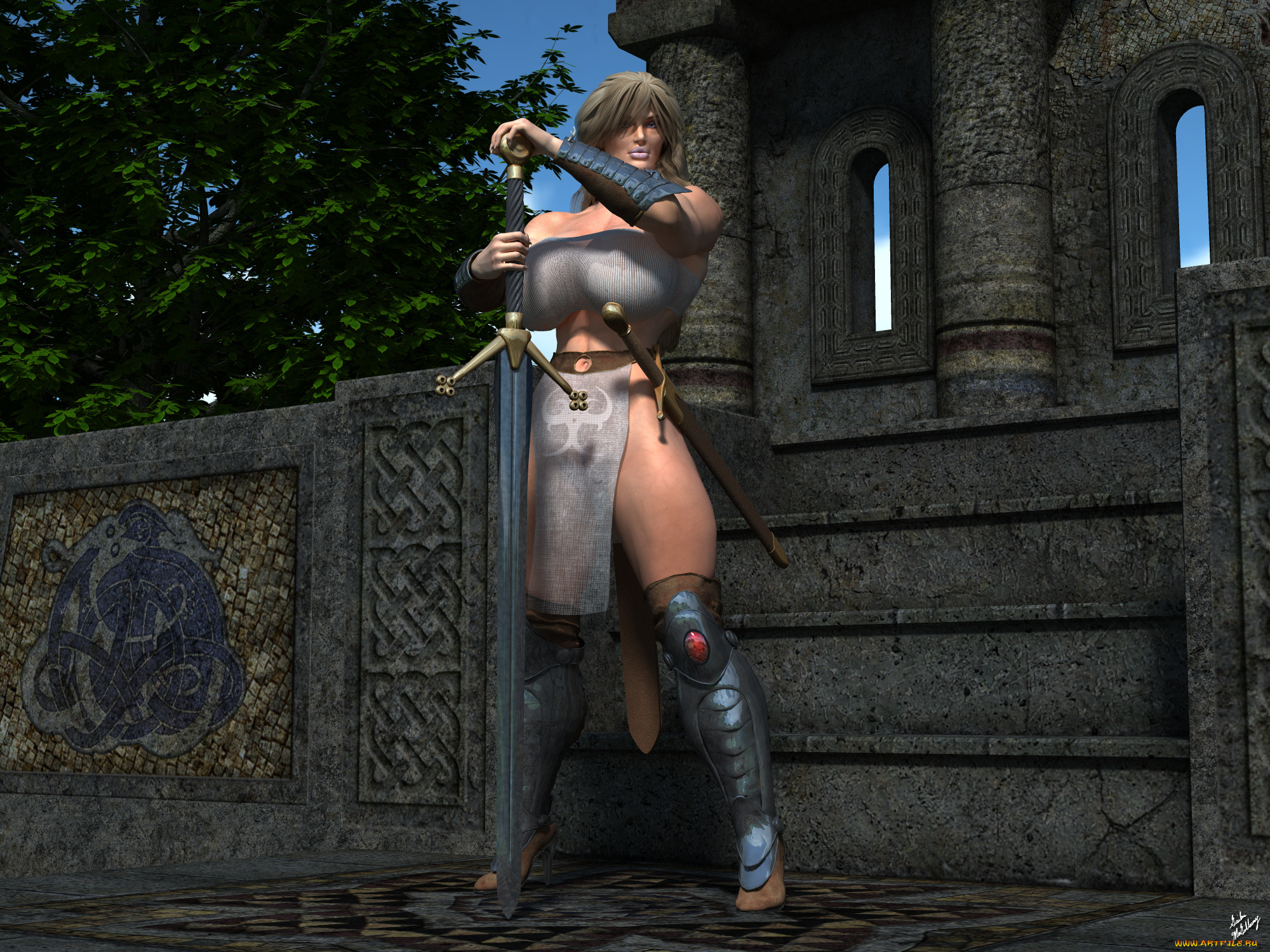 3д, графика, амазонки, , amazon, взгляд, девушка, меч