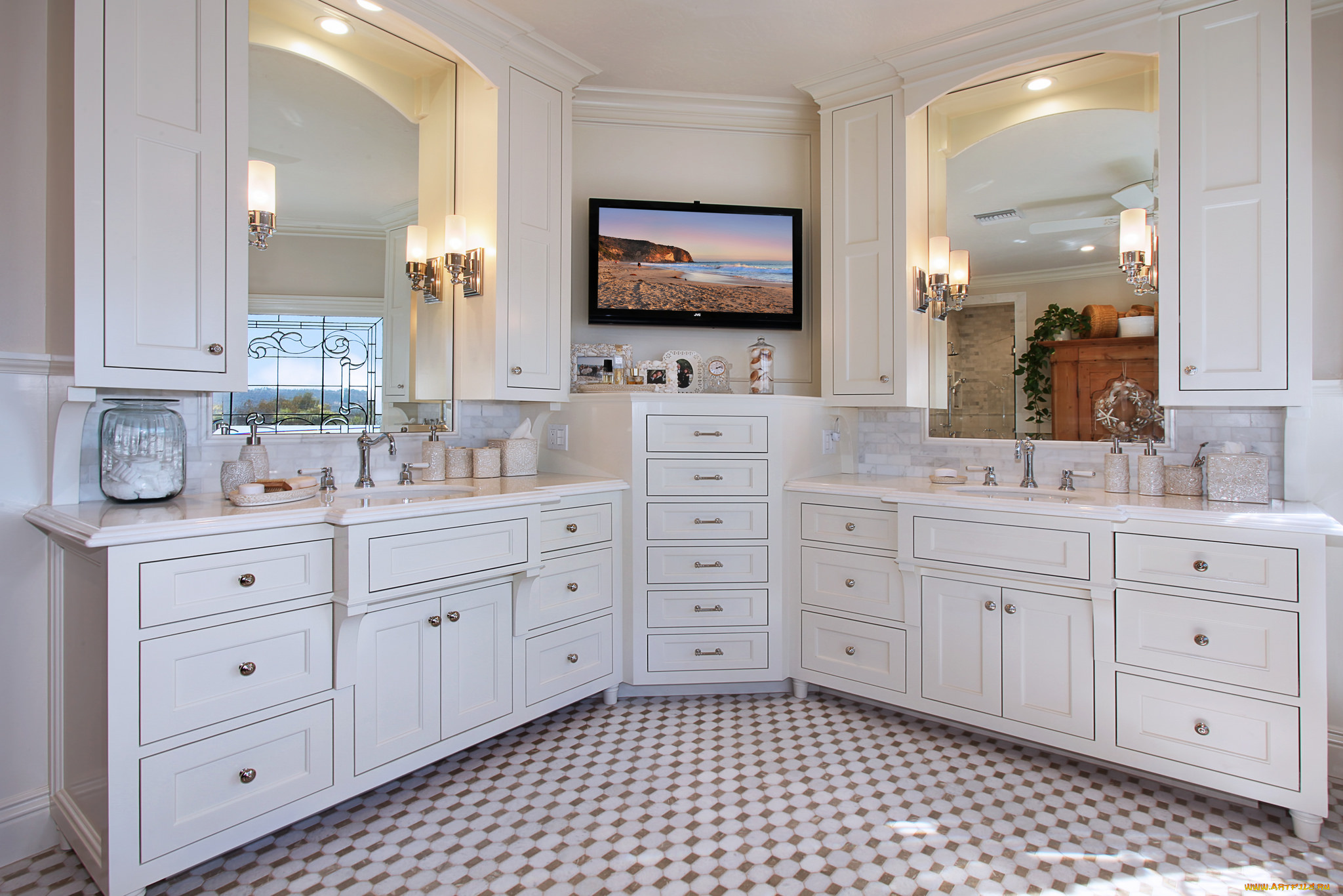 интерьер, ванная, и, туалетная, комнаты, цветы, дизайн, стиль, ванная