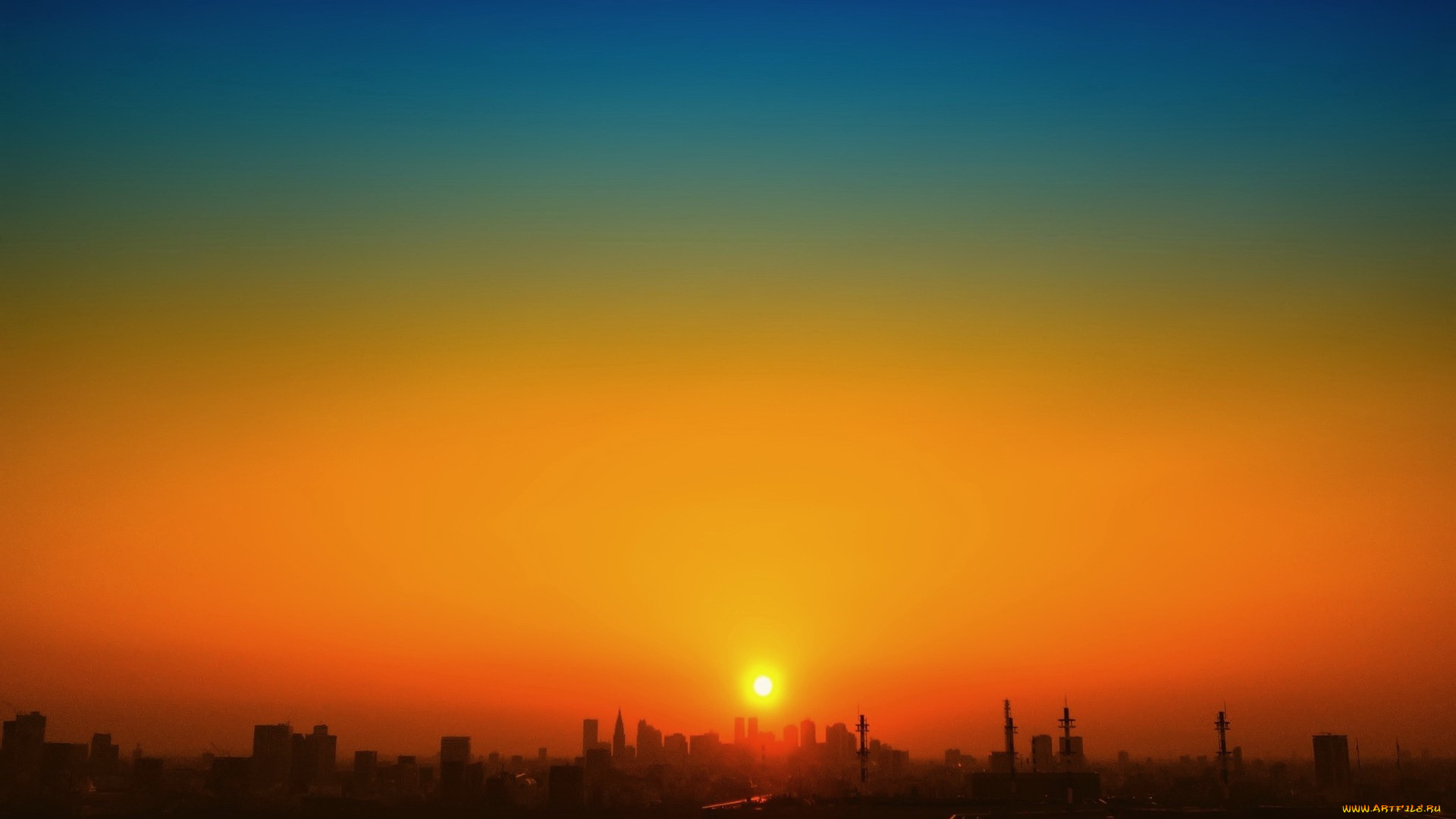 города, -, панорамы, панорама, небо, рассвет, здания, дома, город, утро, солнце