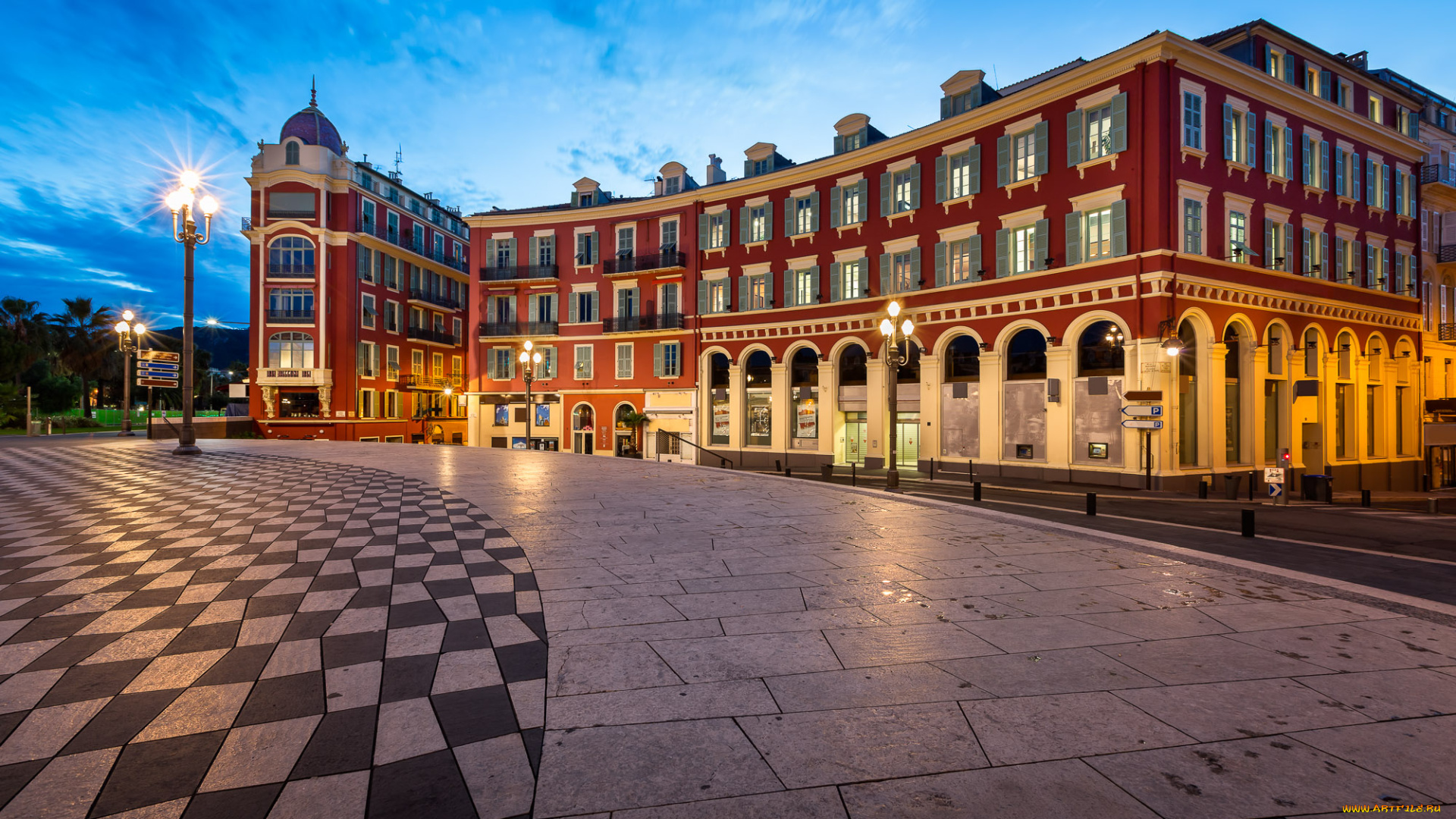 nice, at, dawn, , france, города, ницца, , франция, площадь, дворец