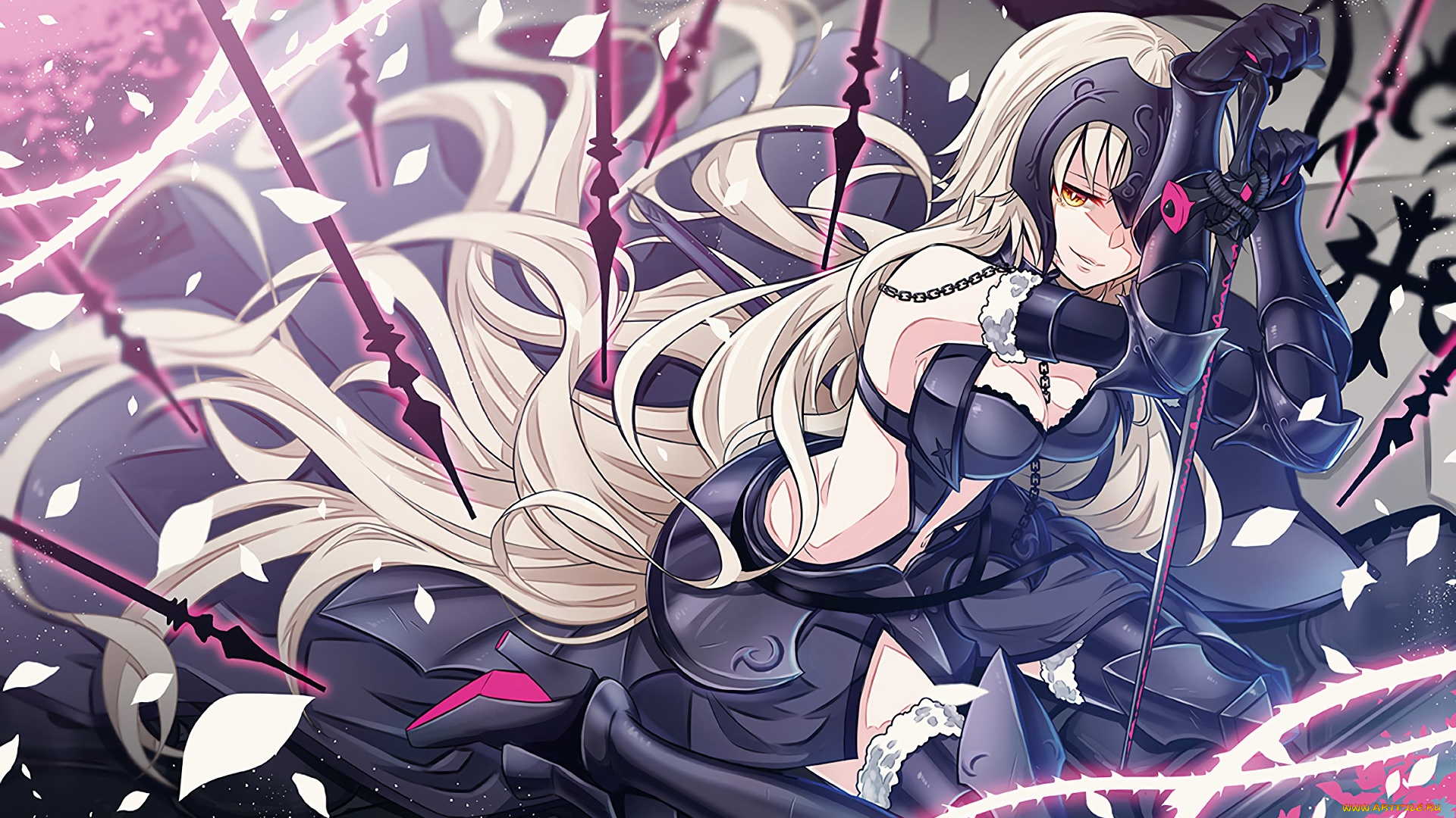 аниме, fate, stay, night, взгляд, фон, девушка