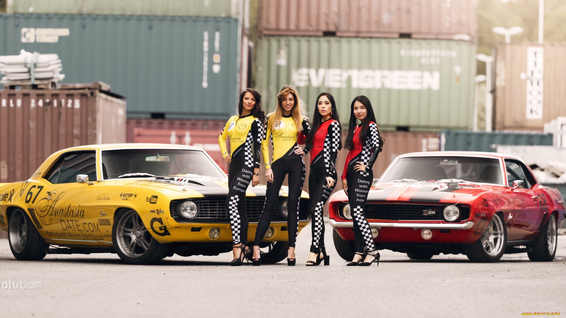 автомобили, -авто, с, девушками, camaro