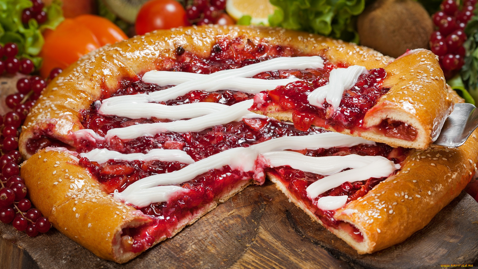 еда, пироги, пирог, фрукты, яблоко, брусника