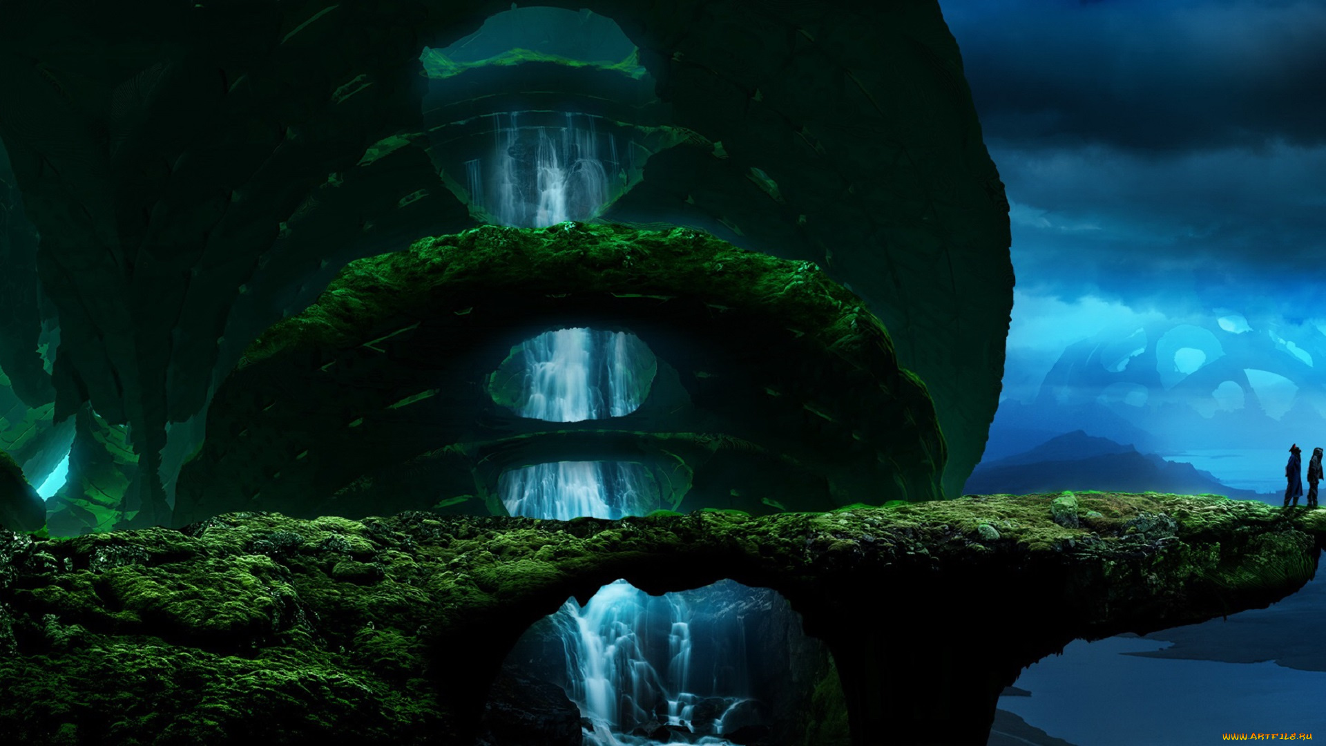 фэнтези, романтика, апокалипсиса, водопад