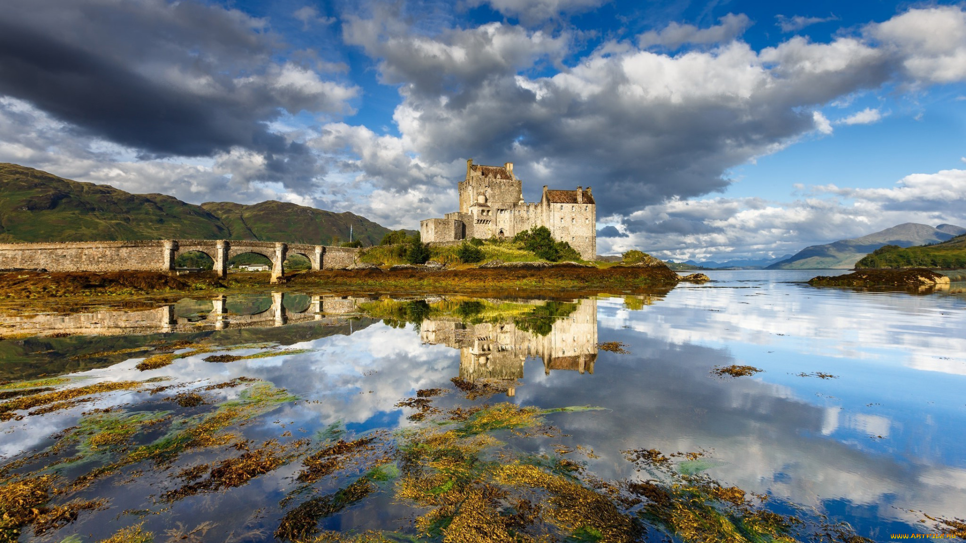 города, замок, эйлен-донан, , шотландия, eilean, donan, castle