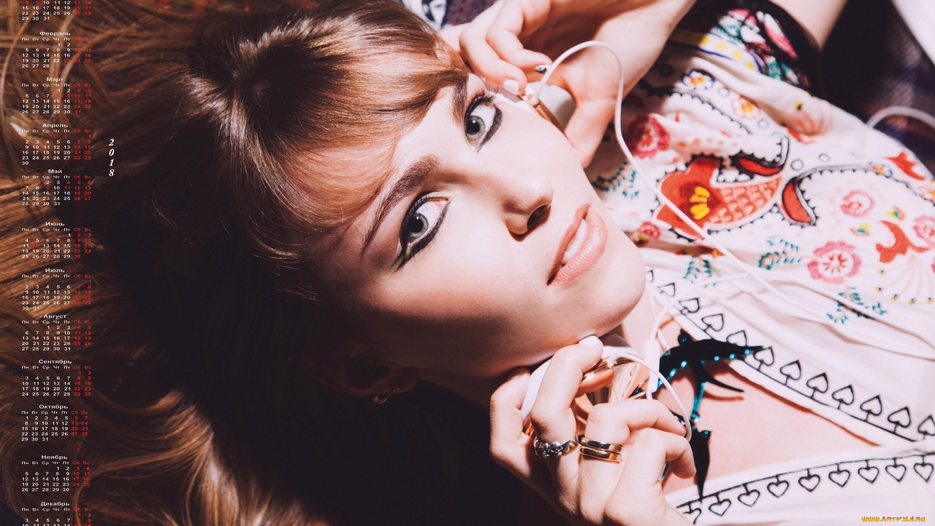 календари, девушки, украшения, макияж, лицо, взгляд