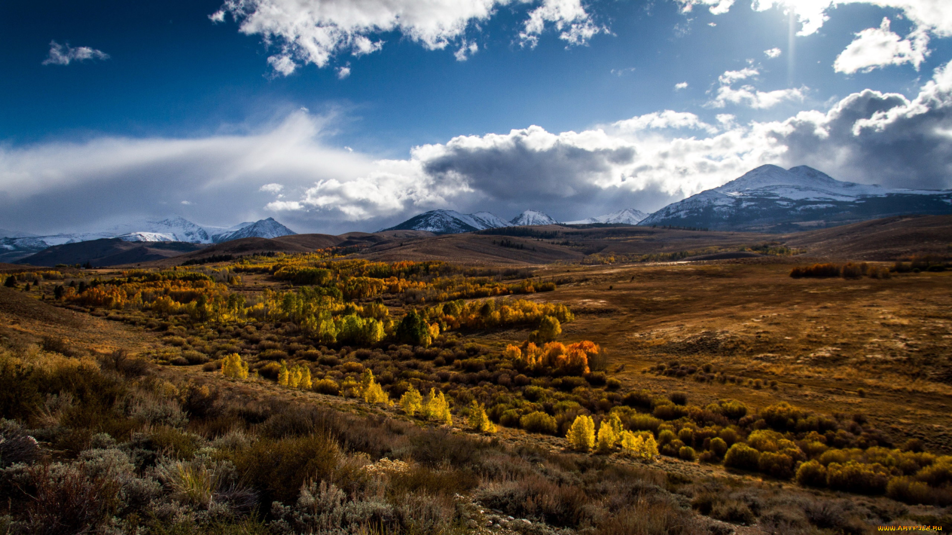 природа, пейзажи, долина, облака, горы