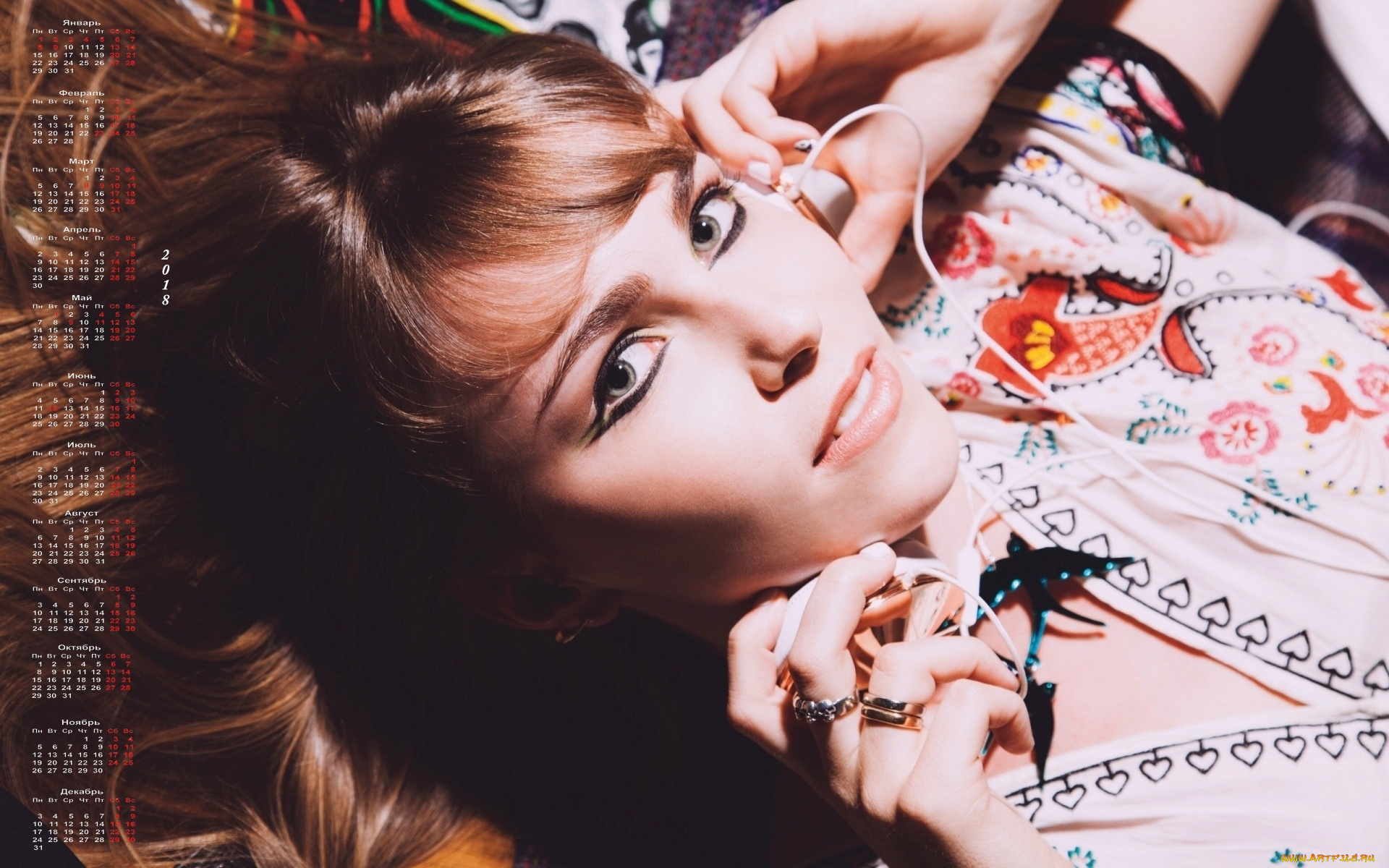 календари, девушки, украшения, макияж, лицо, взгляд