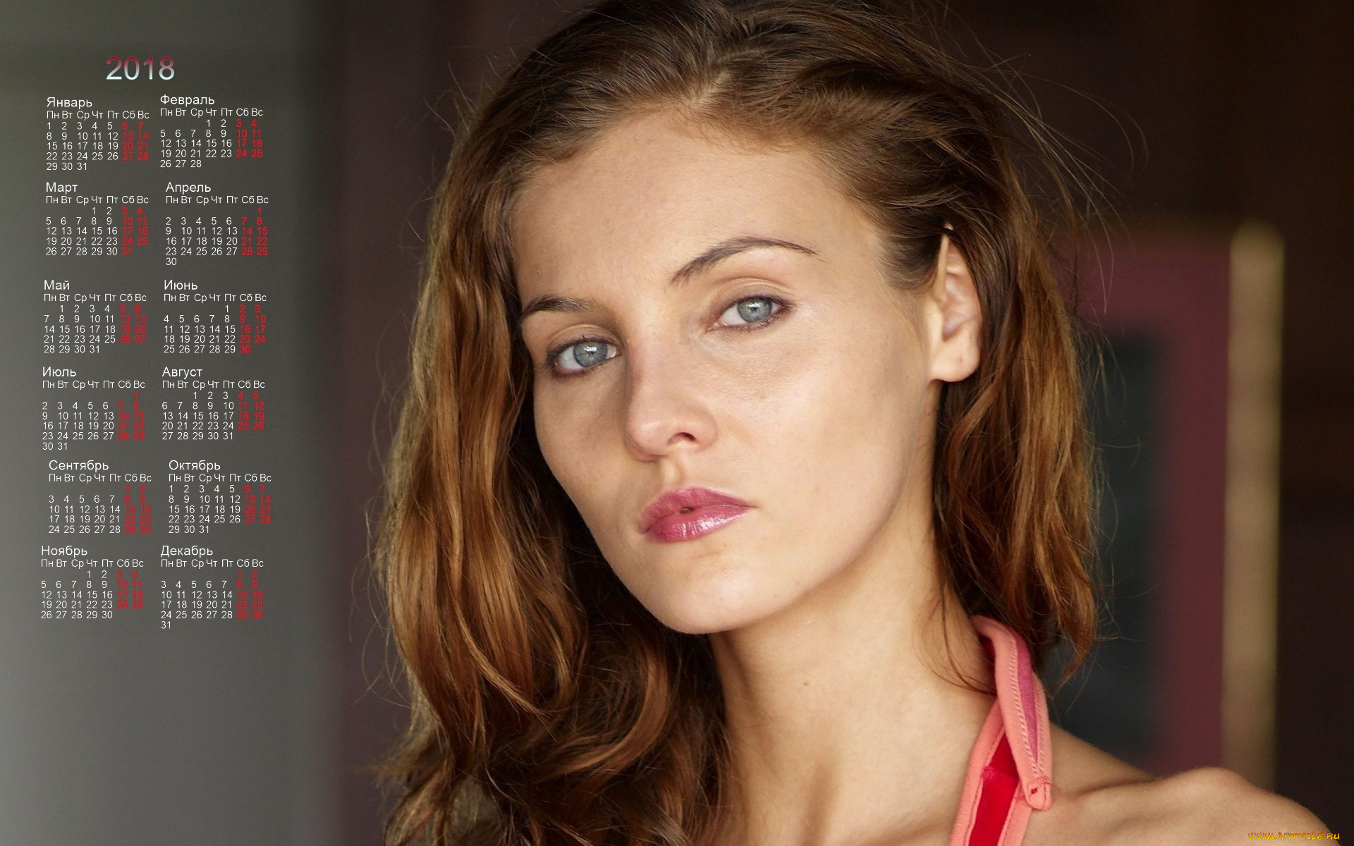 календари, девушки, взгляд, лицо