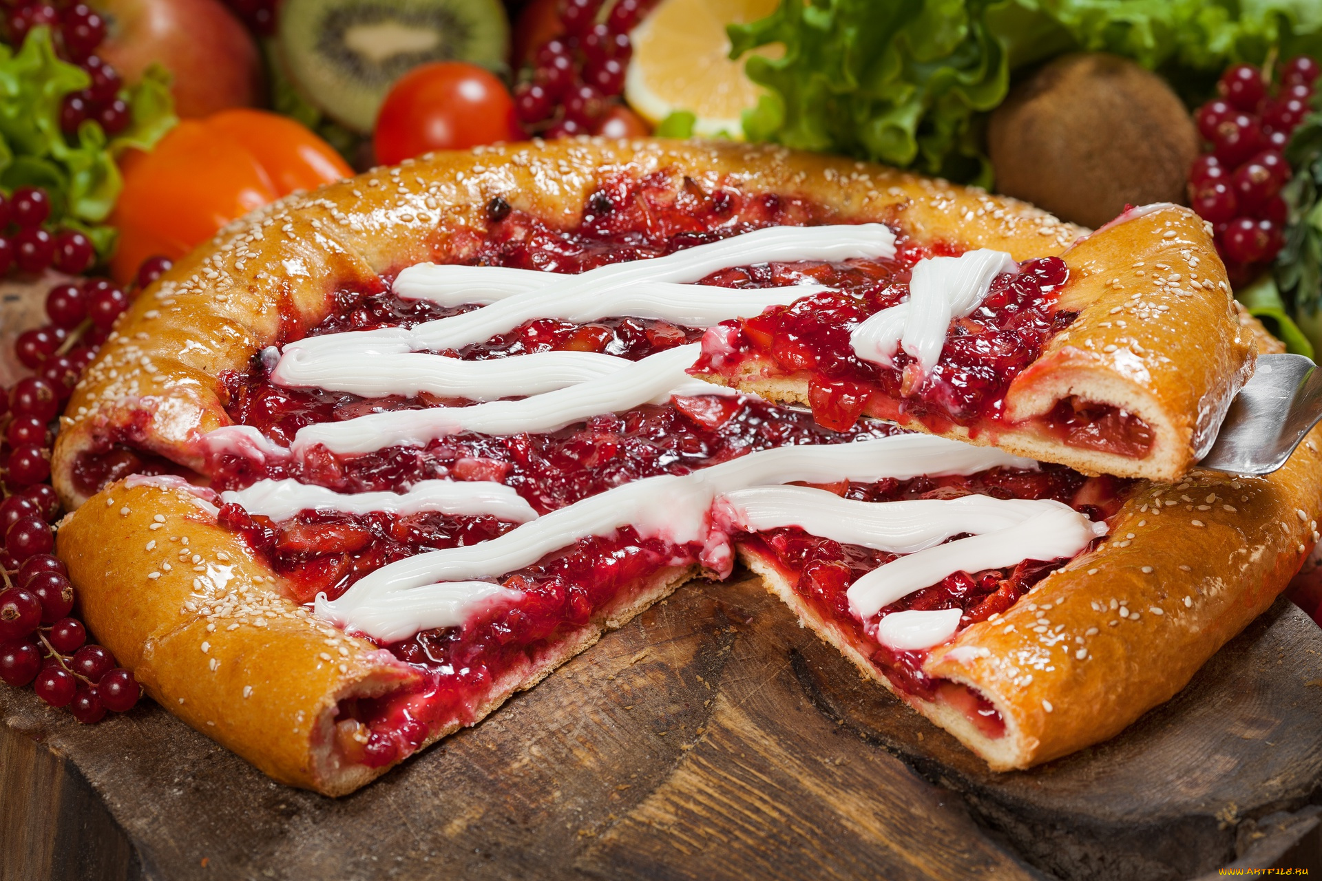 еда, пироги, пирог, фрукты, яблоко, брусника