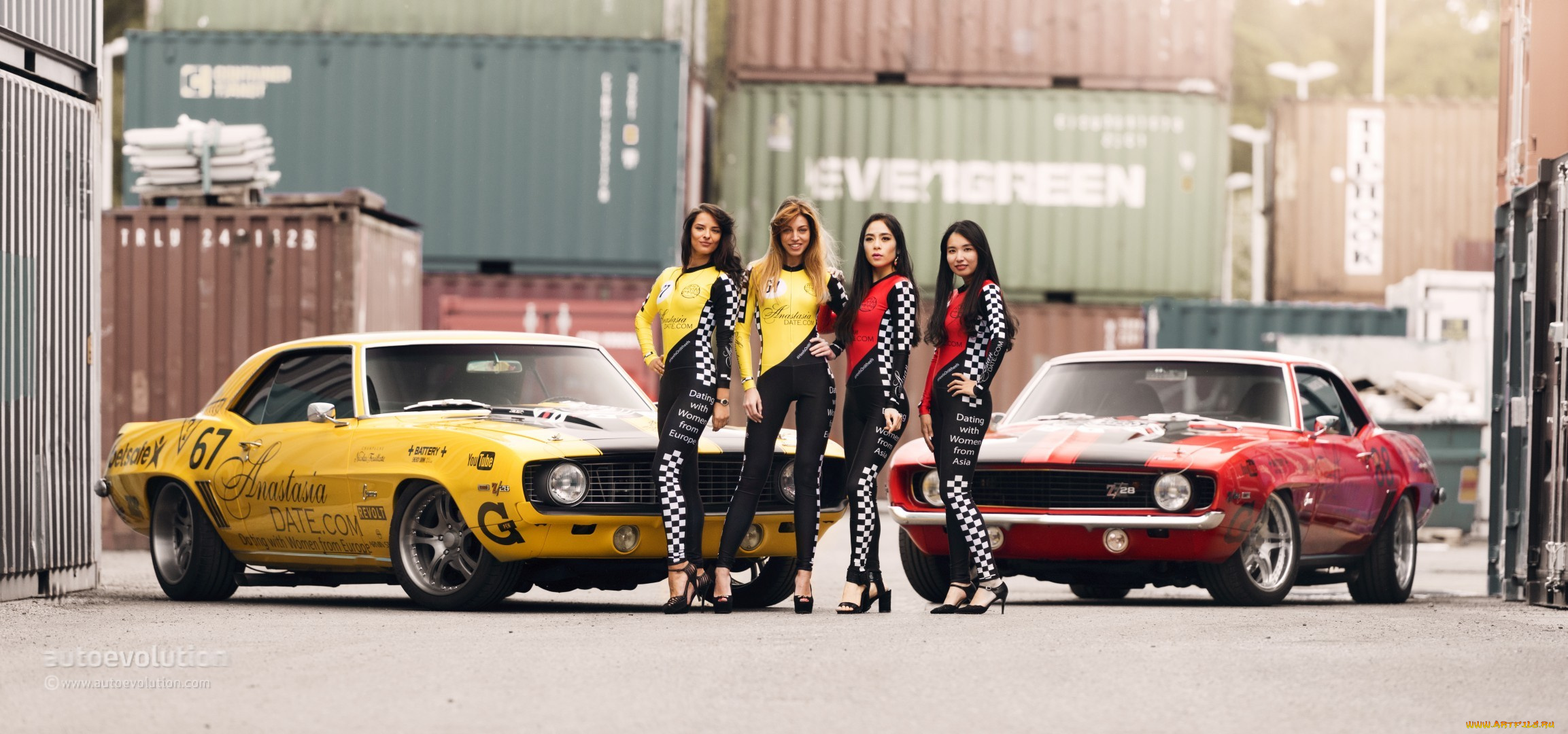 автомобили, -авто, с, девушками, camaro