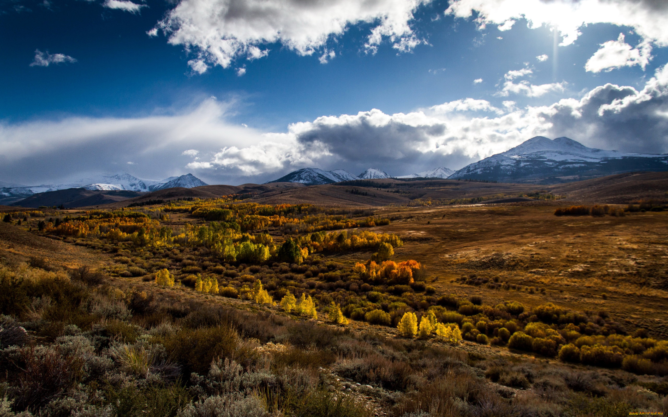 природа, пейзажи, долина, облака, горы