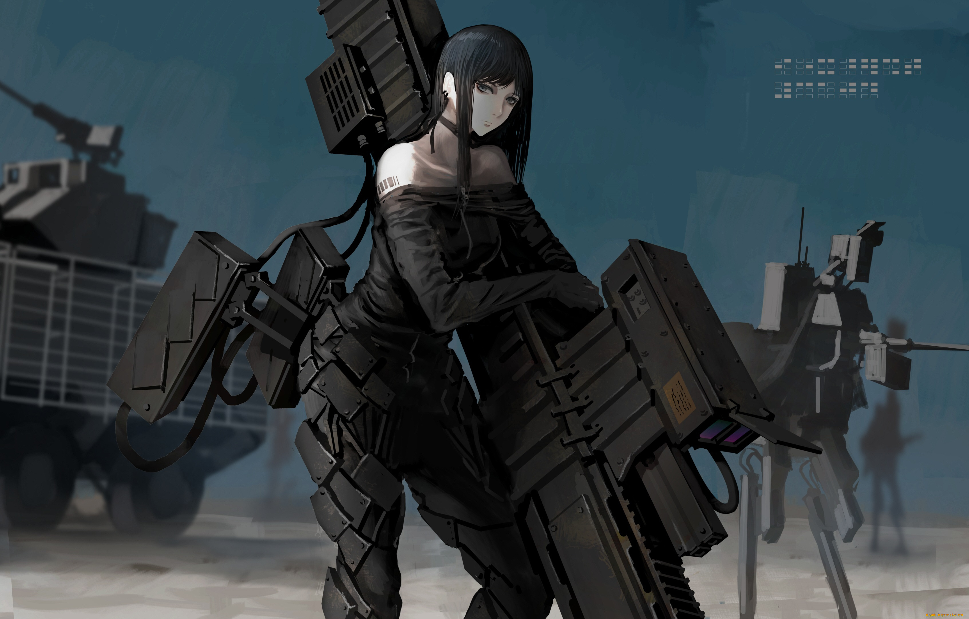 аниме, оружие, , техника, , технологии, девушка
