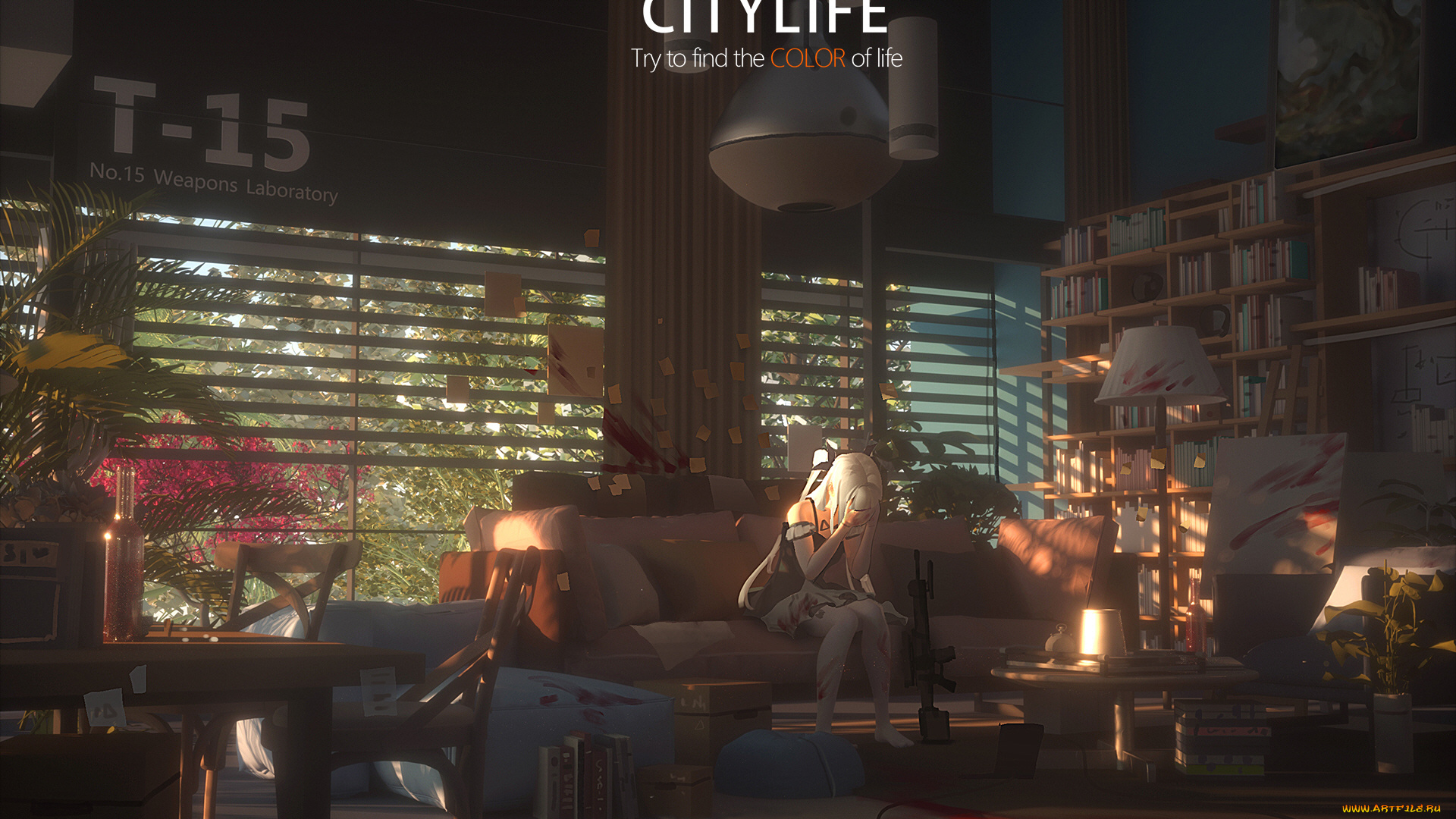 аниме, город, , улицы, , интерьер, , здания, девушка