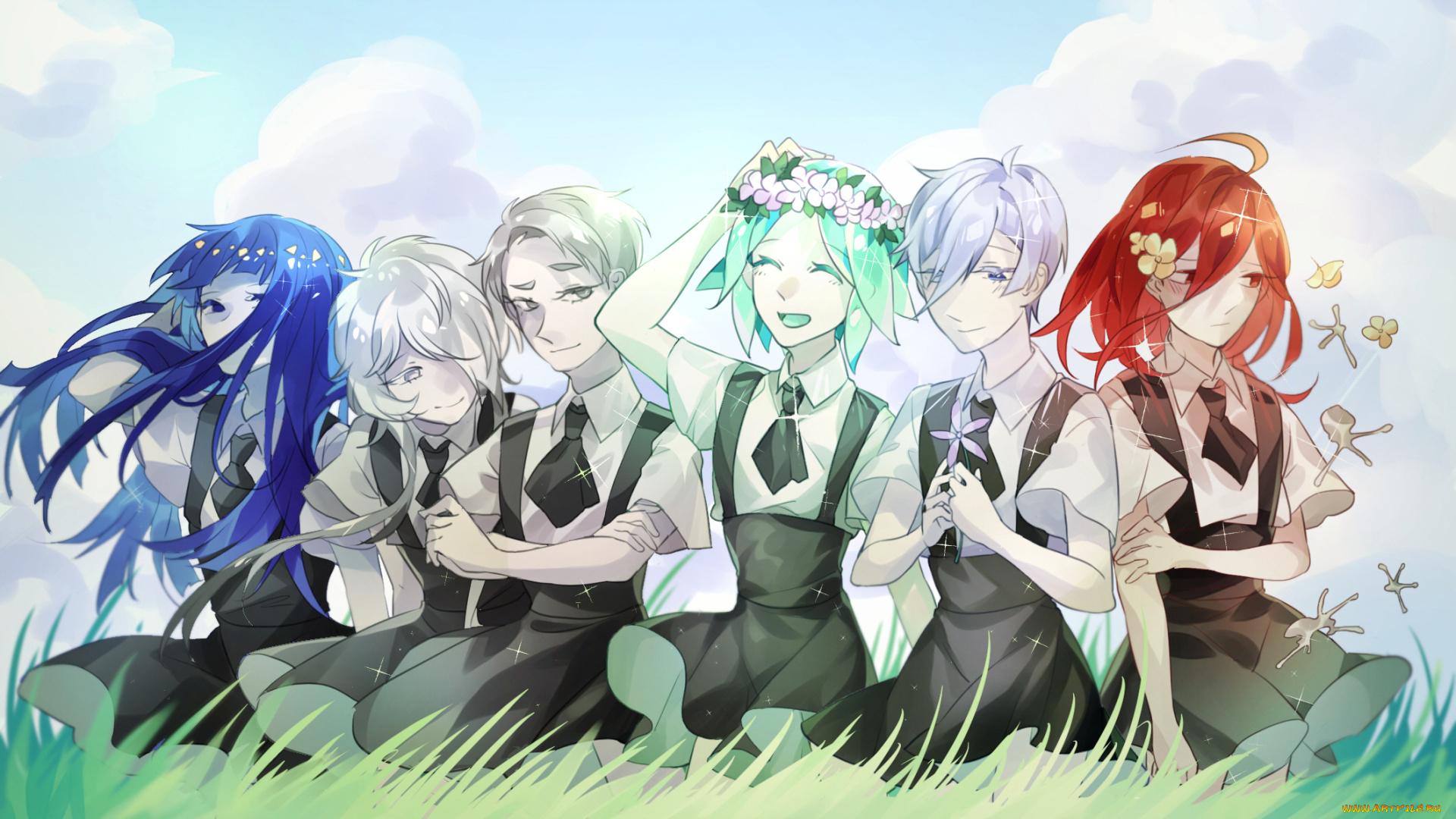 аниме, houseki, no, kuni, девочки