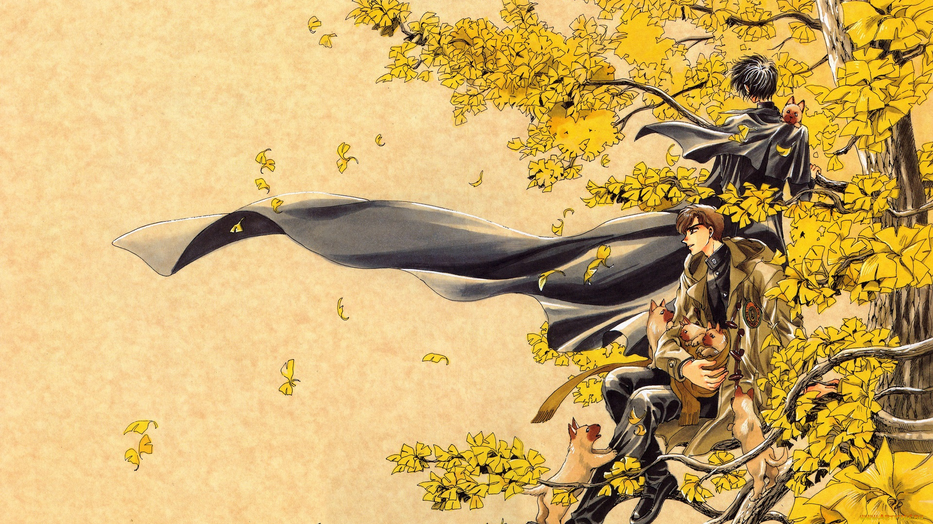 аниме, собаки, парни