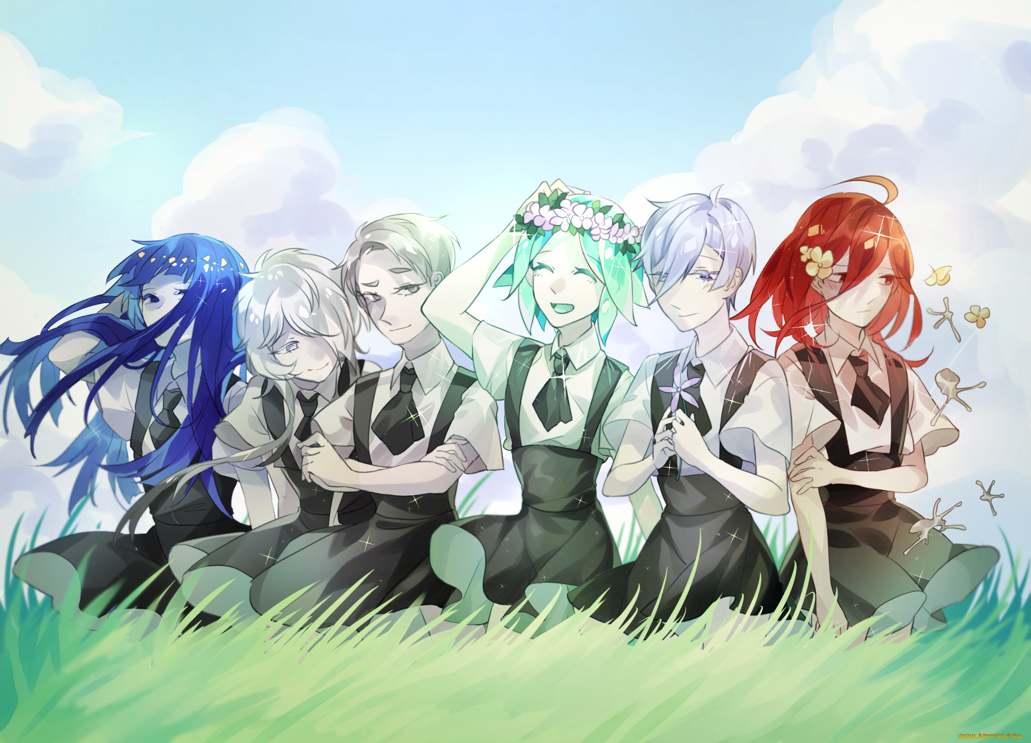 аниме, houseki, no, kuni, девочки