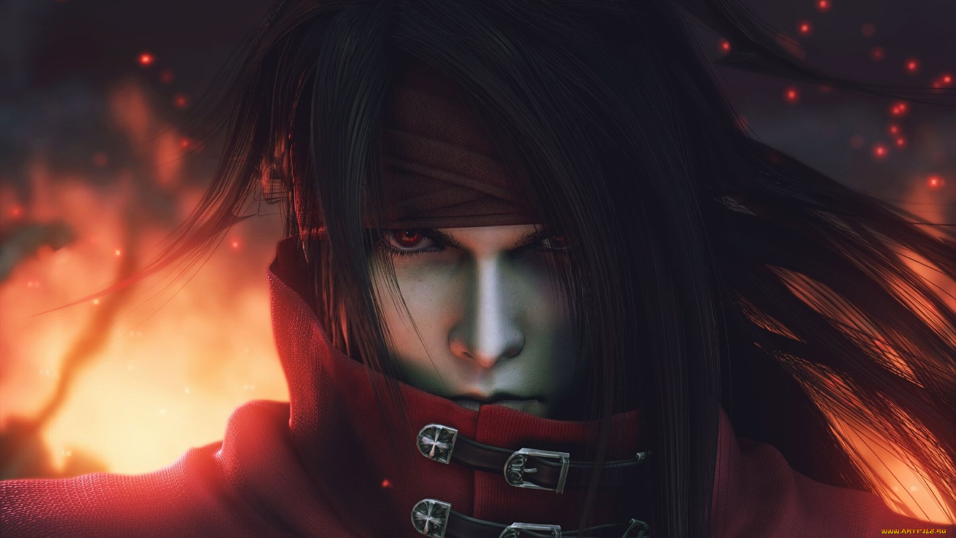 видео, игры, final, fantasy, vii, , dirge, of, cerberus, лицо, огонь, винсент, валентин