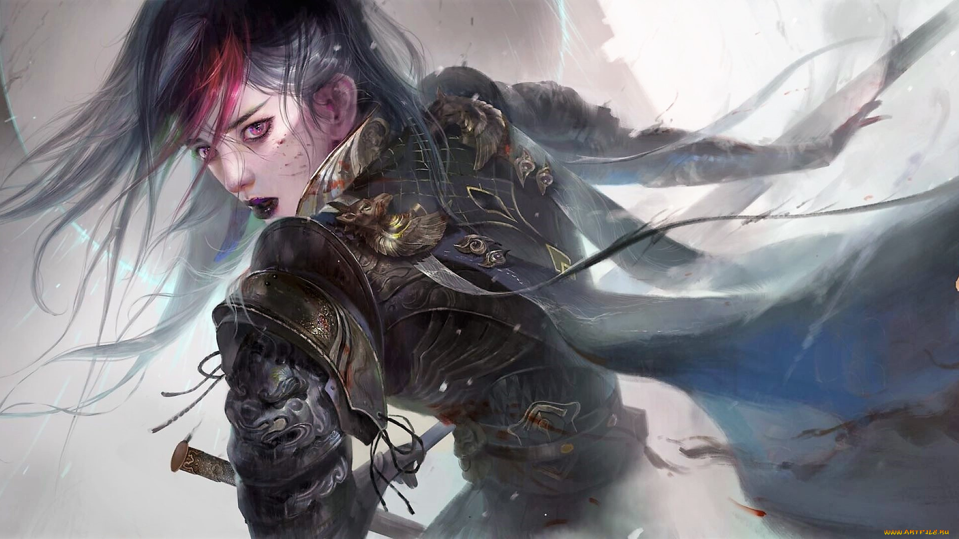 фэнтези, девушки, девушка, броня, плащ, оружие