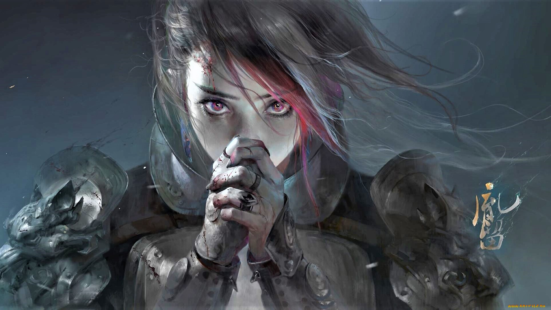 фэнтези, девушки, девушка, броня, жест